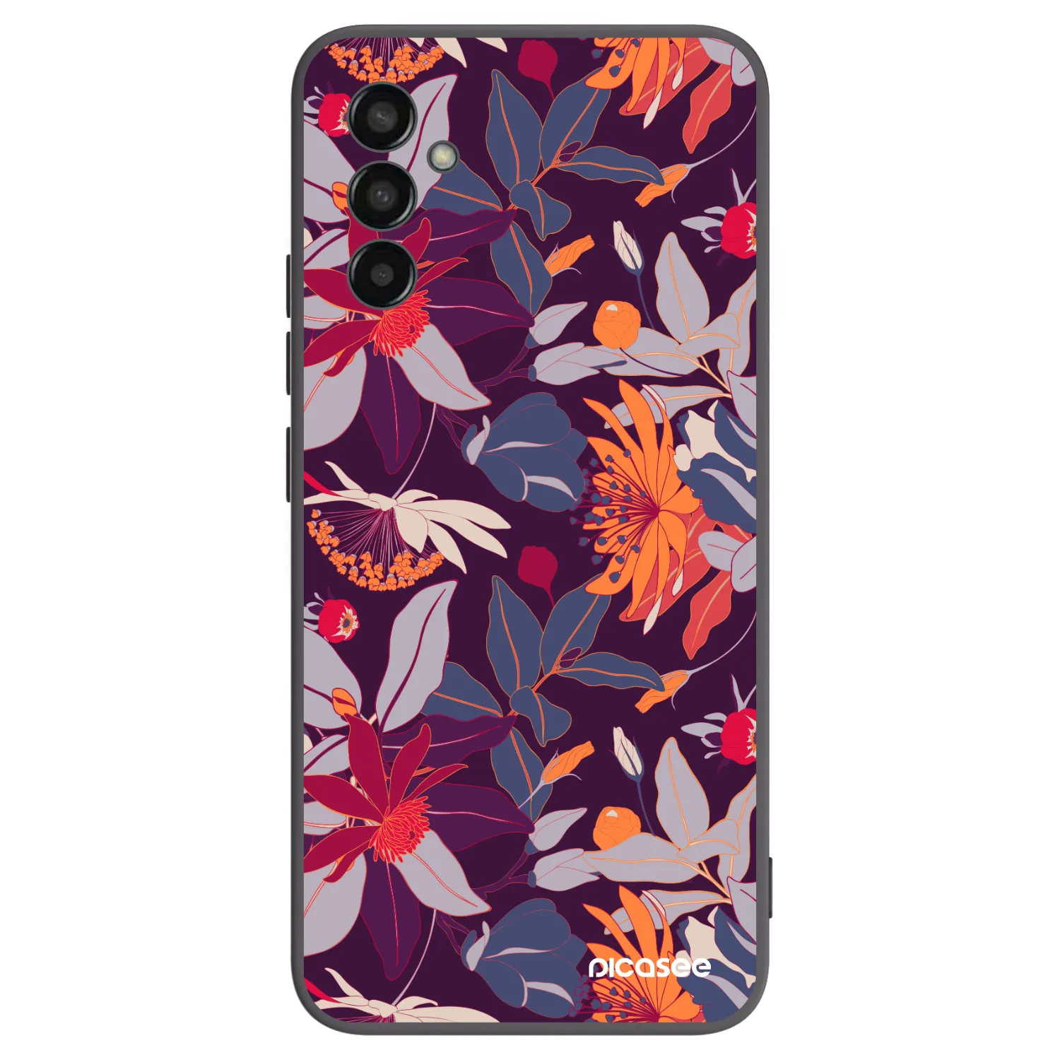 Picasee Μαύρη θήκη σιλικόνης για Samsung Galaxy M13 M135F - Purple Leaf