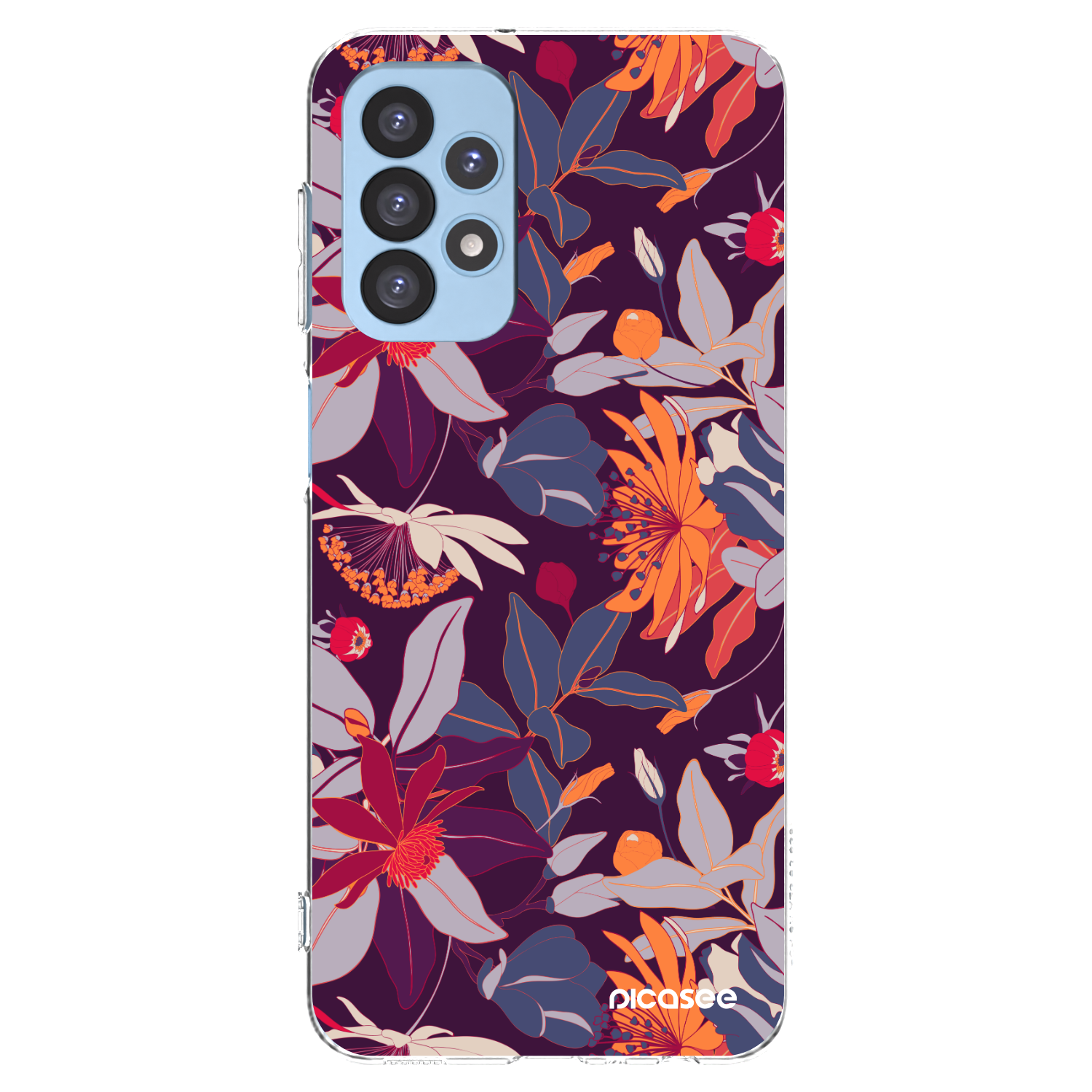 Picasee διαφανής θήκη σιλικόνης Samsung Galaxy A23 A235F 4G - Purple Leaf