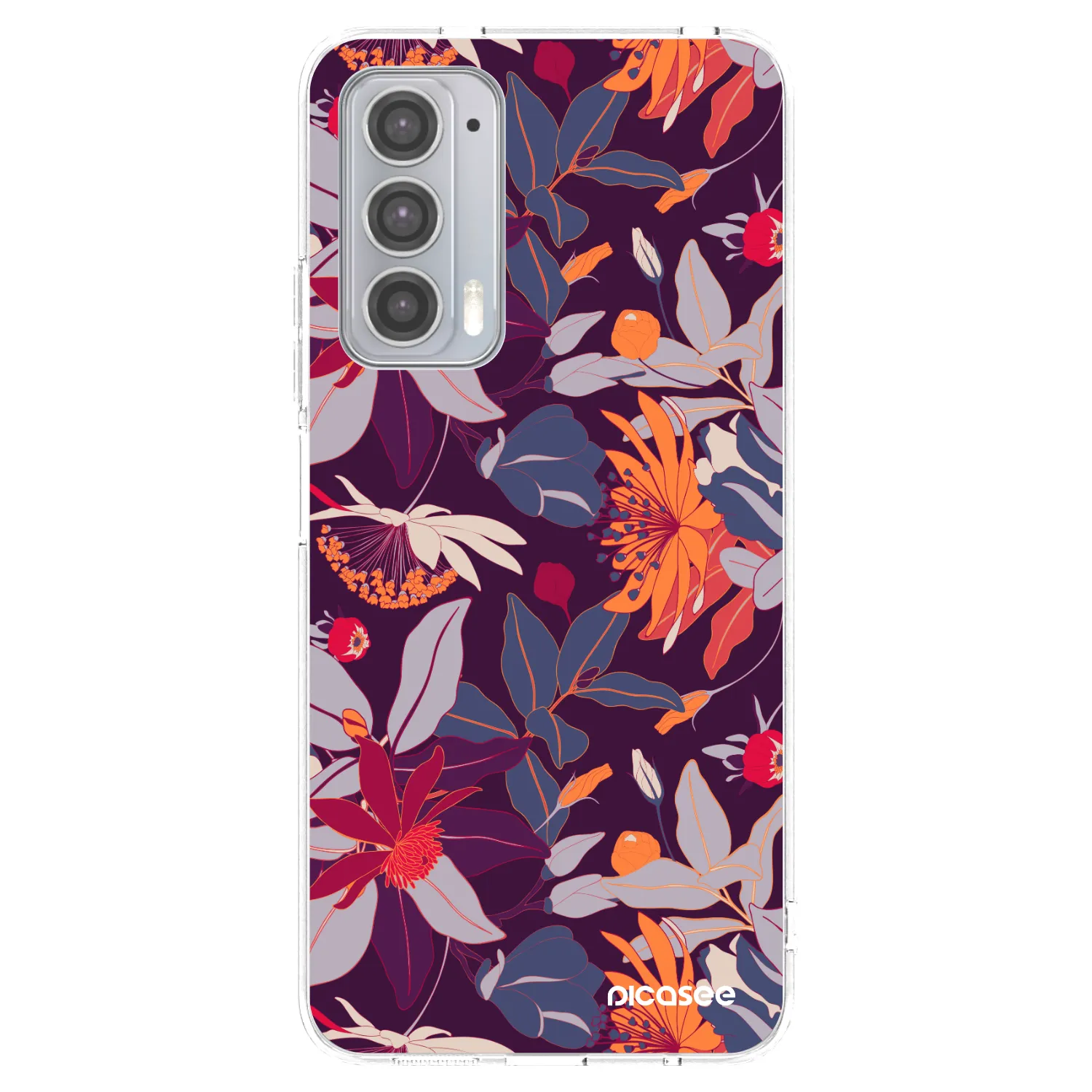 Picasee διαφανής θήκη σιλικόνης Motorola Edge 20 - Purple Leaf