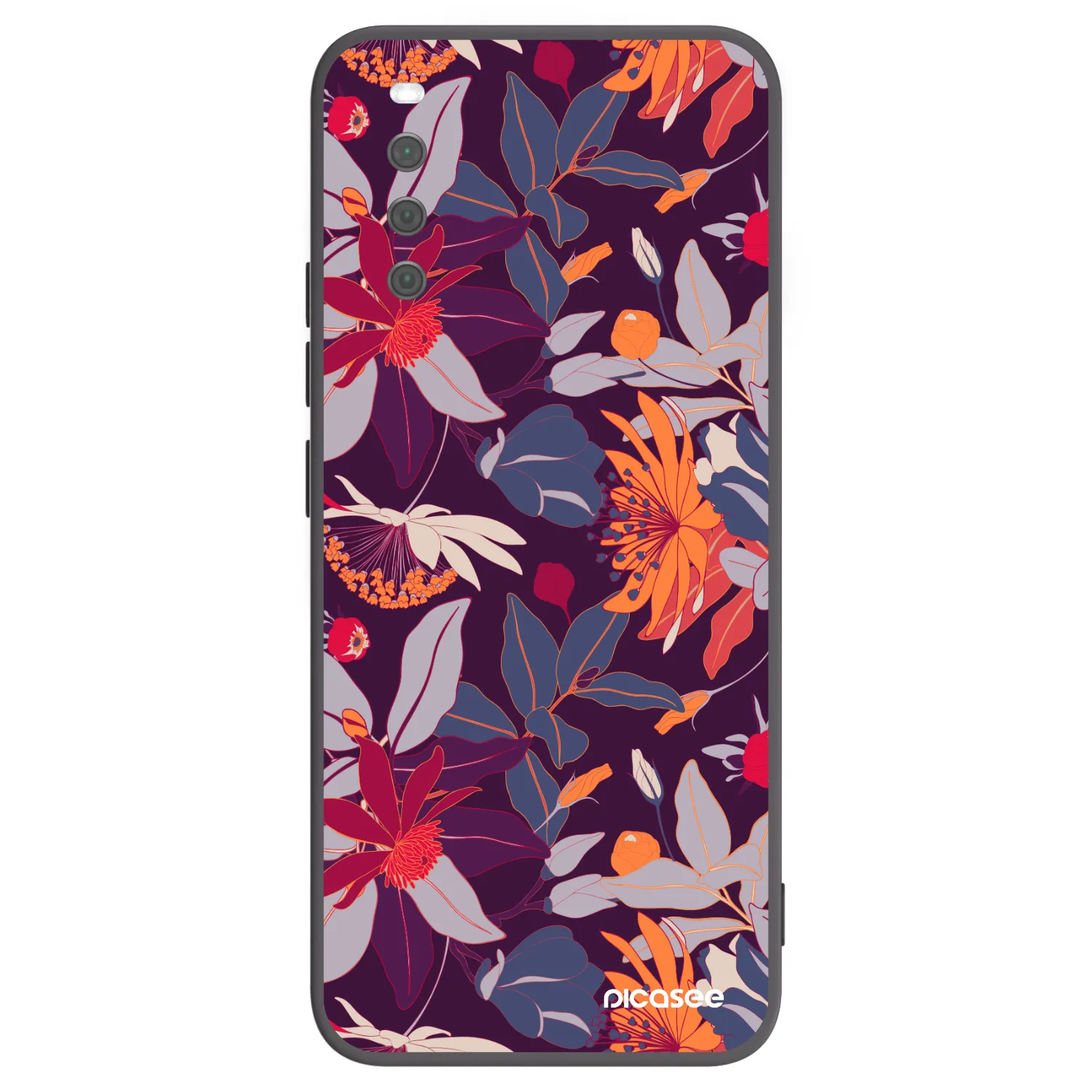 Picasee Μαύρη θήκη σιλικόνης για Sony Xperia 10 III - Purple Leaf