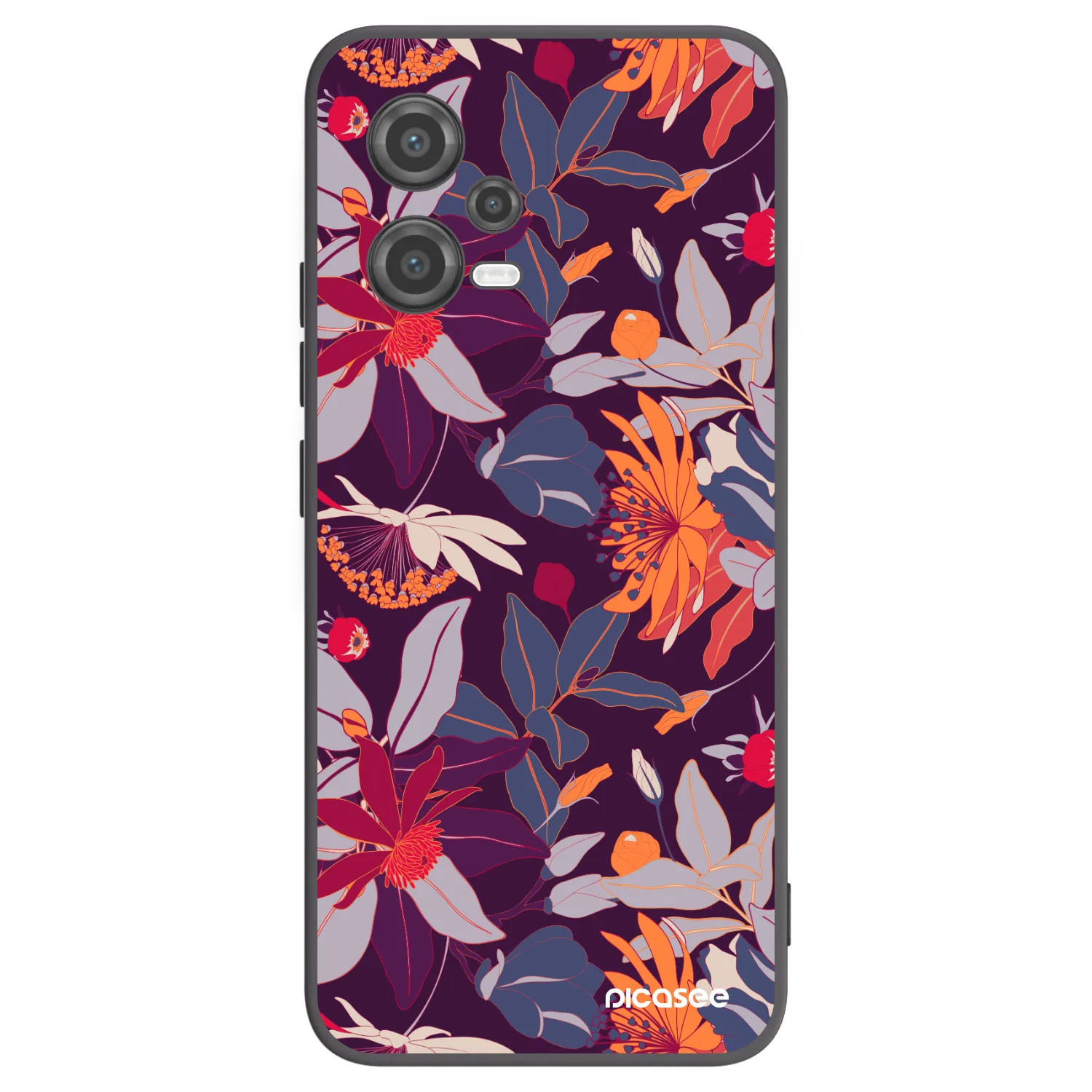 Picasee Μαύρη θήκη σιλικόνης για Xiaomi Poco X5 - Purple Leaf