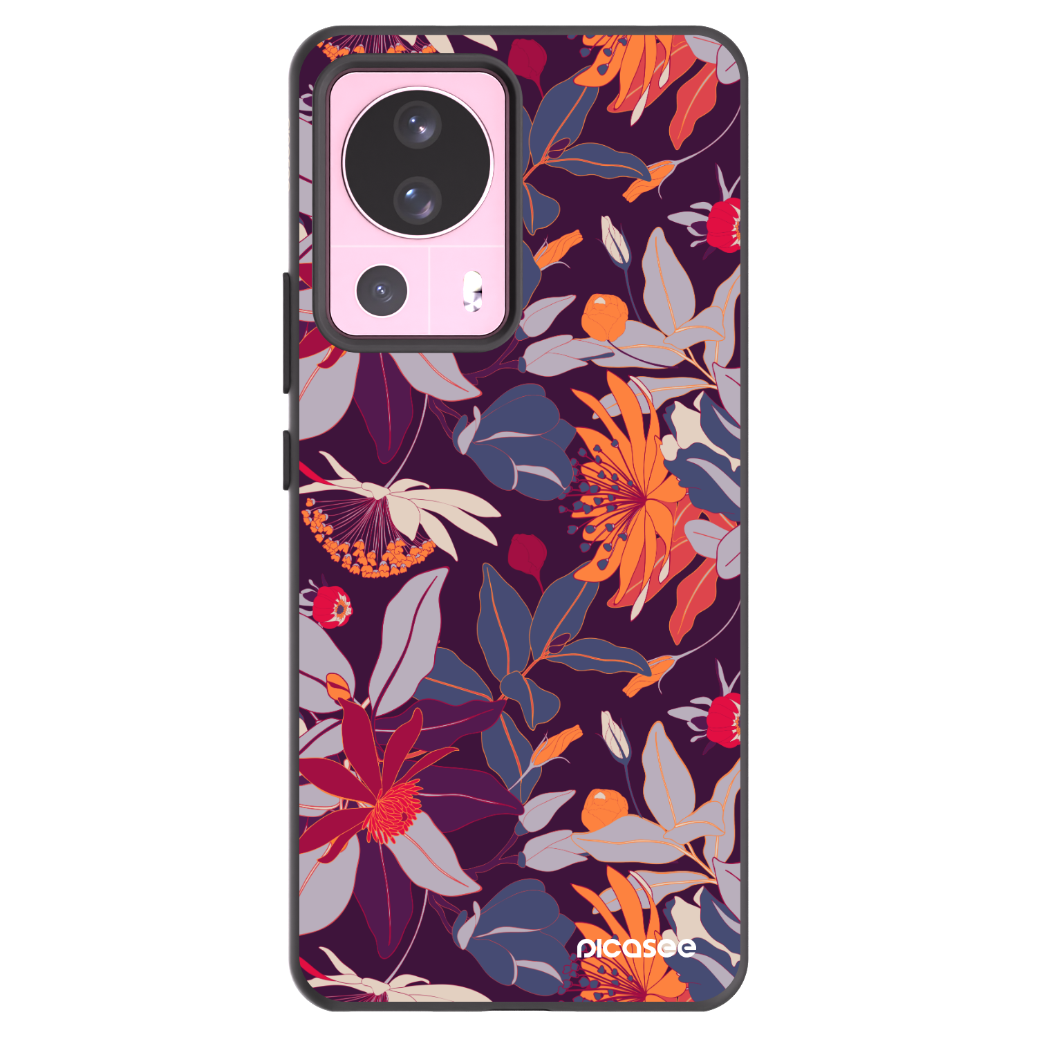 Picasee Μαύρη θήκη σιλικόνης για Xiaomi 13 Lite - Purple Leaf