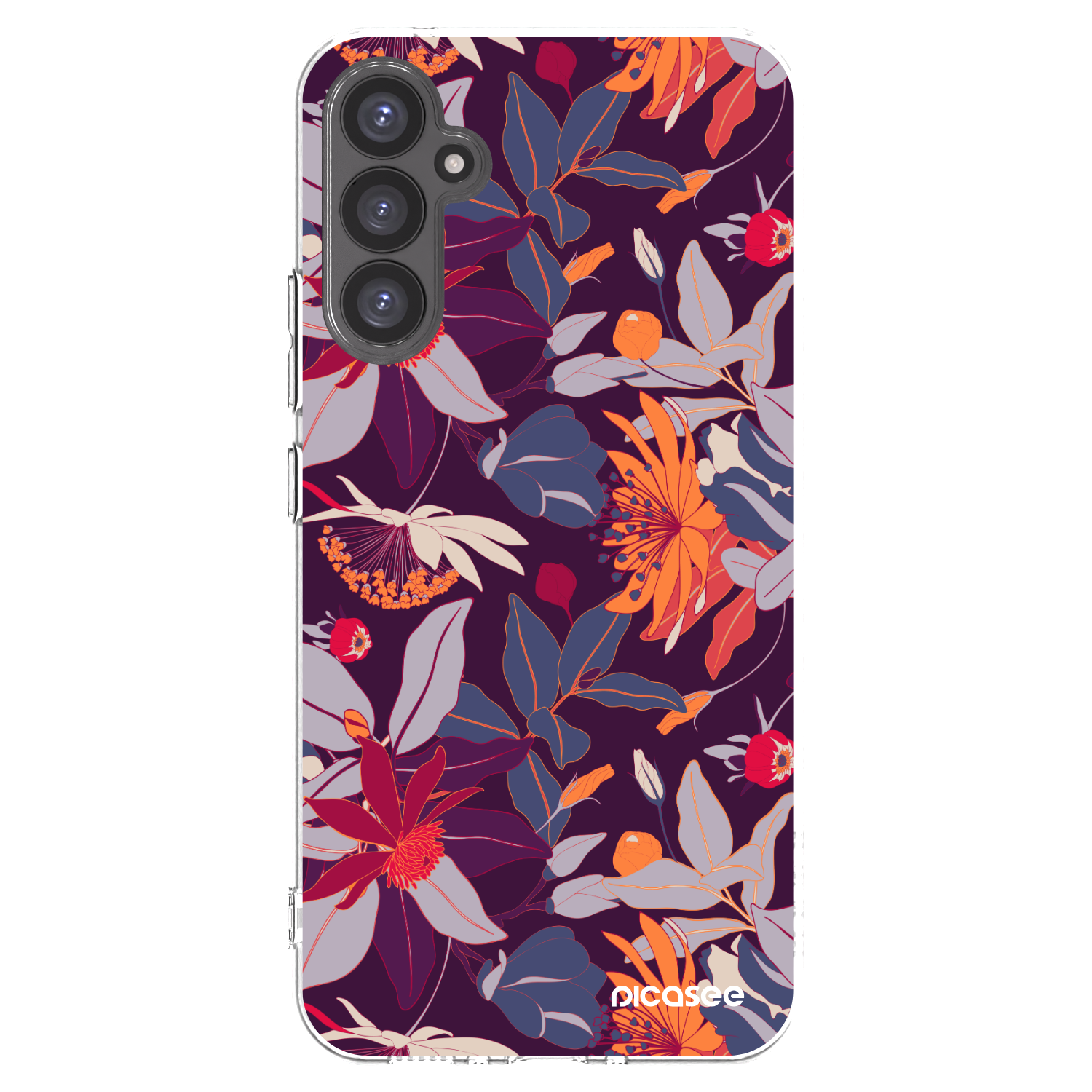 Picasee διαφανής θήκη σιλικόνης Samsung Galaxy A34 5G A346B - Purple Leaf