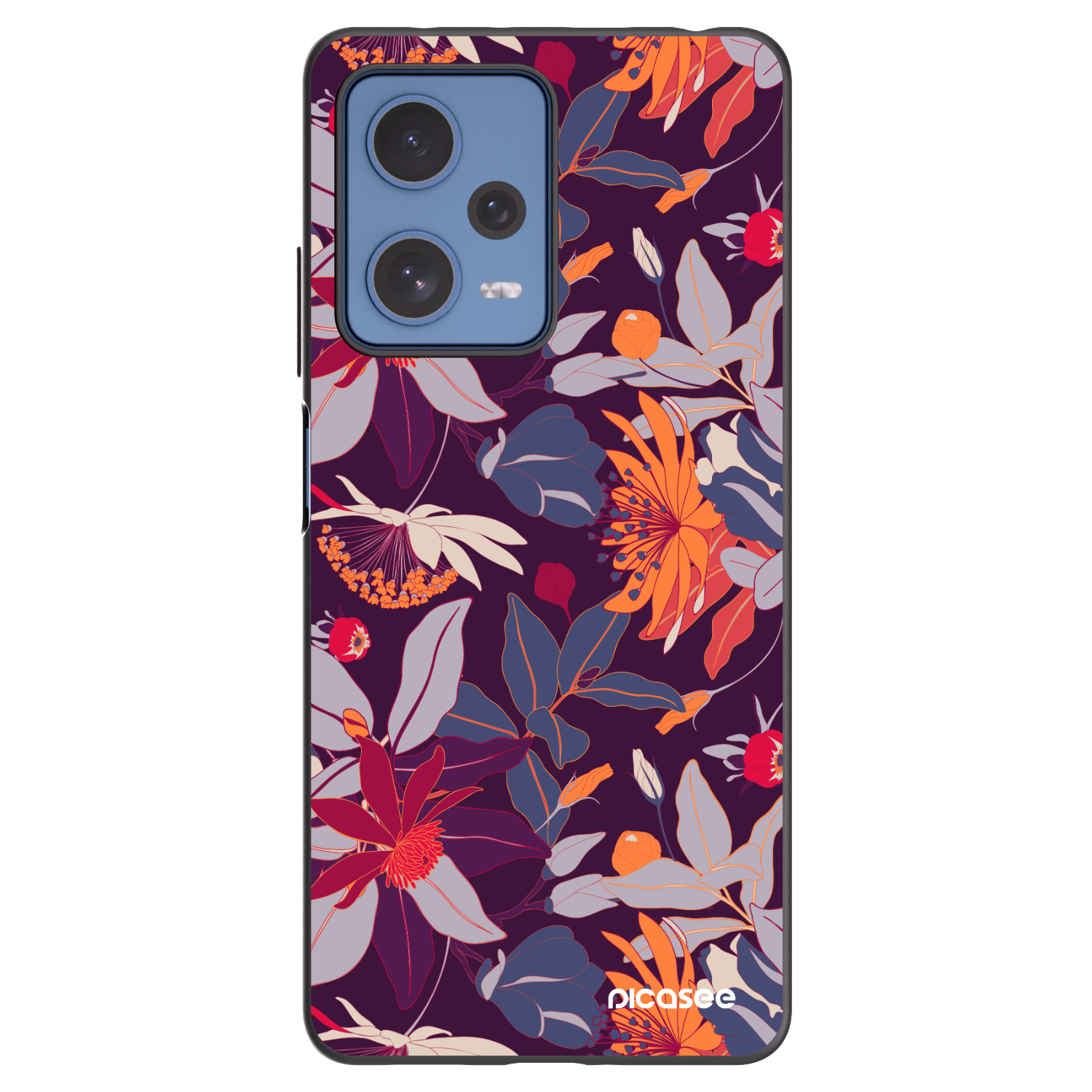 Picasee Μαύρη θήκη σιλικόνης για Xiaomi Redmi Note 12 Pro 5G - Purple Leaf