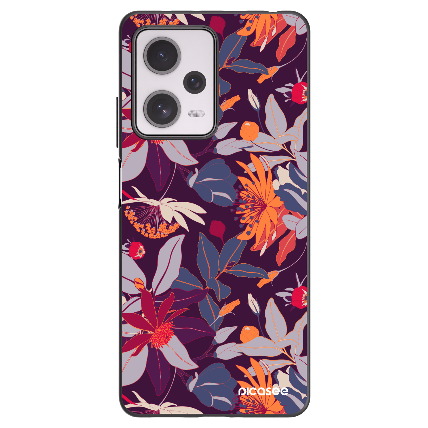 Picasee Μαύρη θήκη σιλικόνης για Xiaomi Redmi Note 12 Pro+ 5G - Purple Leaf