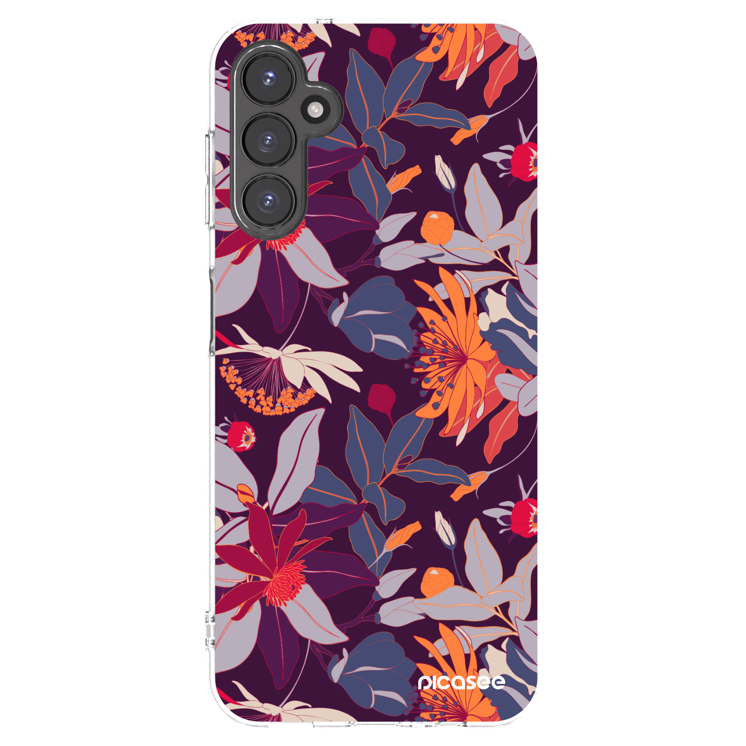 Picasee διαφανής θήκη σιλικόνης Samsung Galaxy A14 4G A145R - Purple Leaf