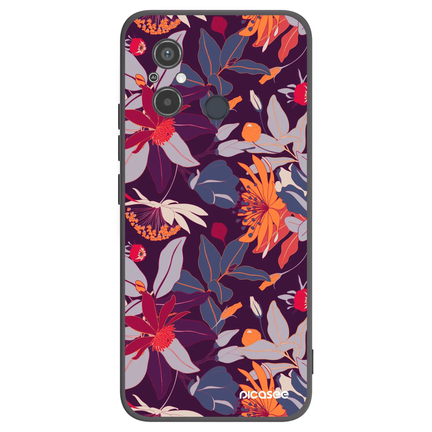 Picasee Μαύρη θήκη σιλικόνης για Xiaomi Redmi 12C - Purple Leaf