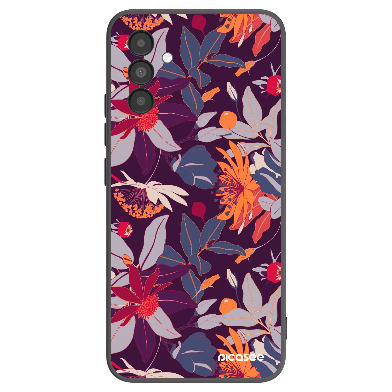 Picasee Μαύρη θήκη σιλικόνης για Samsung Galaxy A04s A047F - Purple Leaf