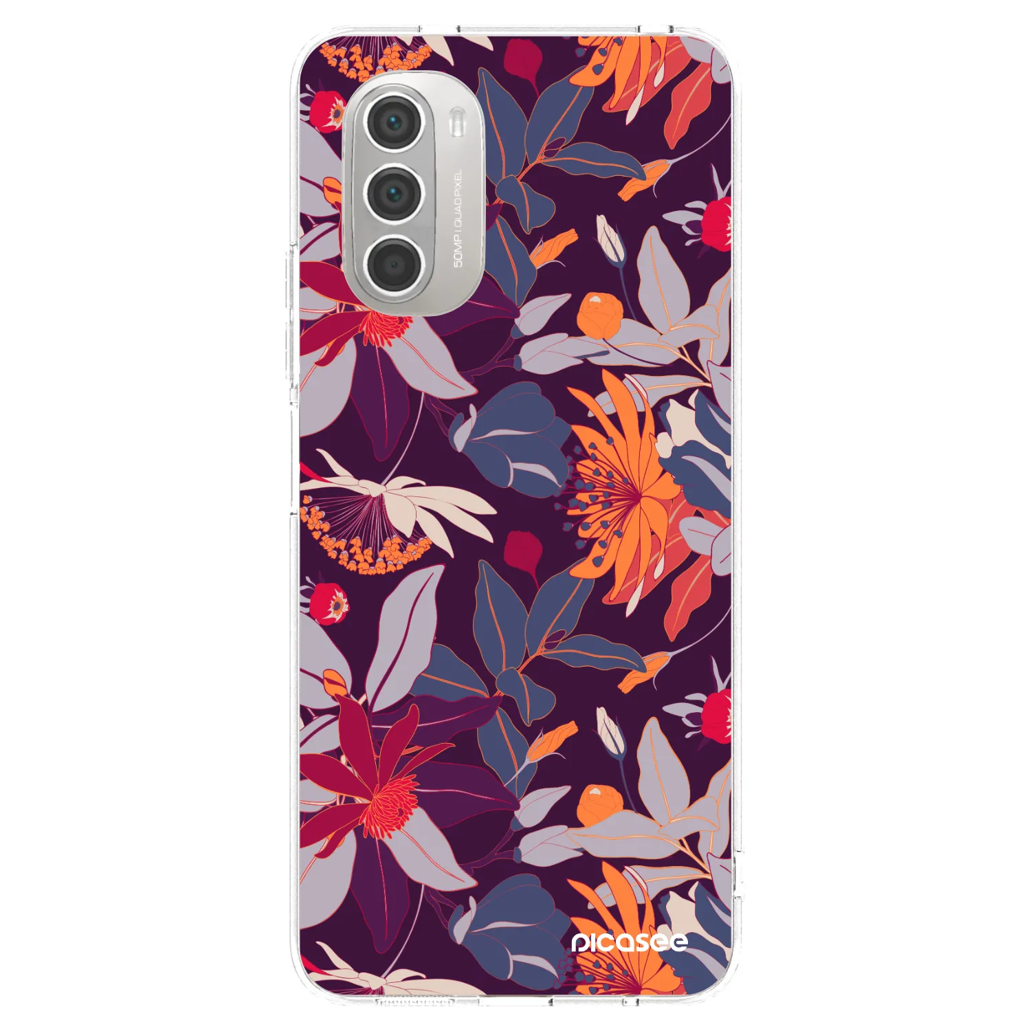 Picasee διαφανής θήκη σιλικόνης Motorola Moto G51 - Purple Leaf