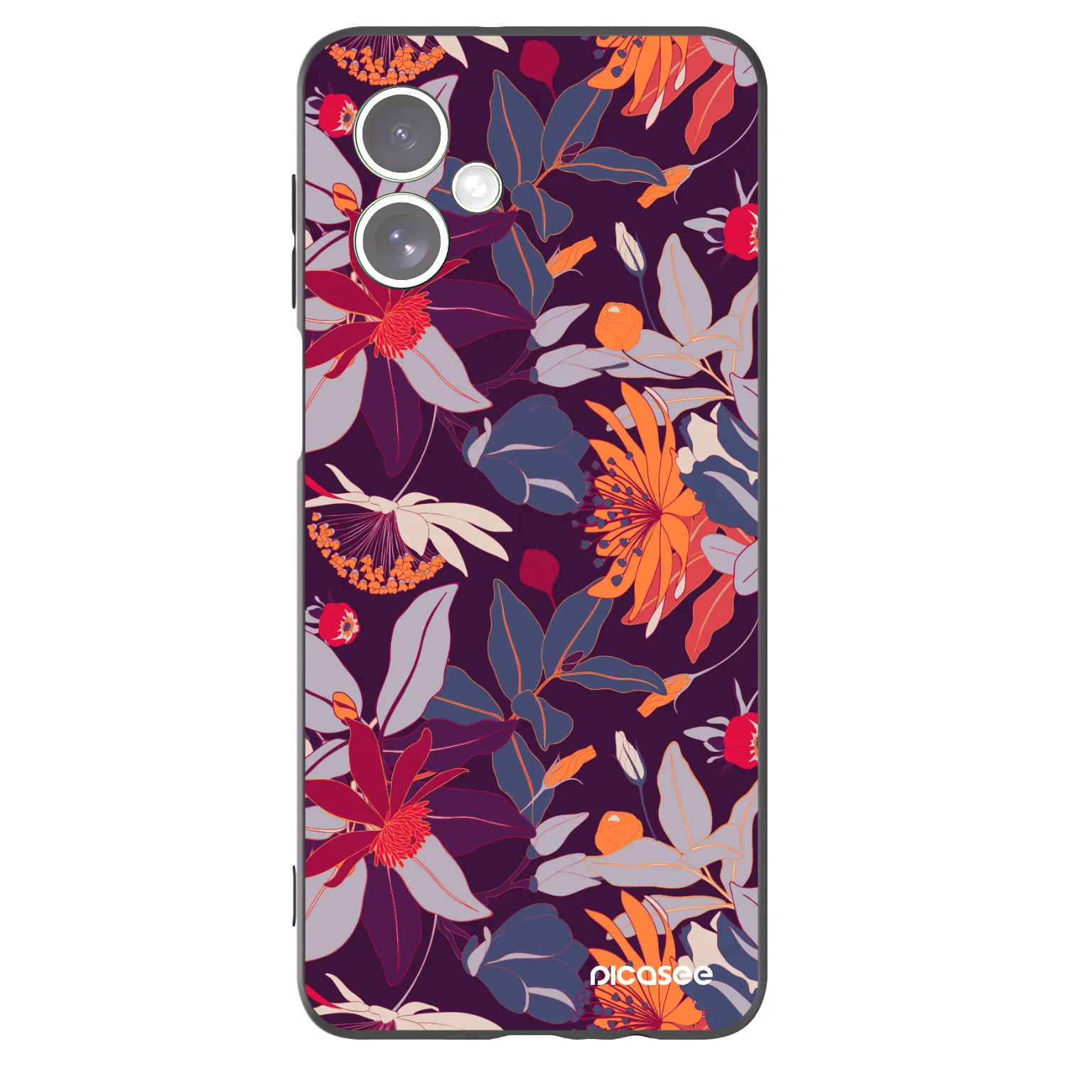 Picasee Μαύρη θήκη σιλικόνης για Motorola Moto G54 5G - Purple Leaf