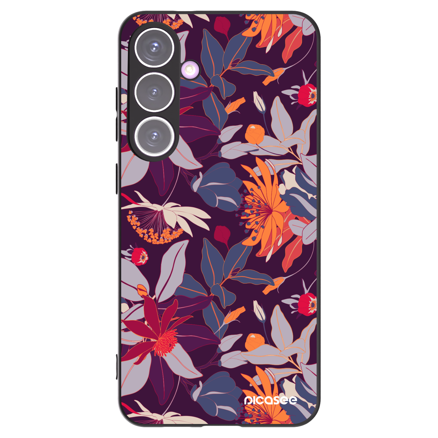 Picasee Μαύρη θήκη σιλικόνης για Samsung Galaxy S24+ S926B 5G - Purple Leaf