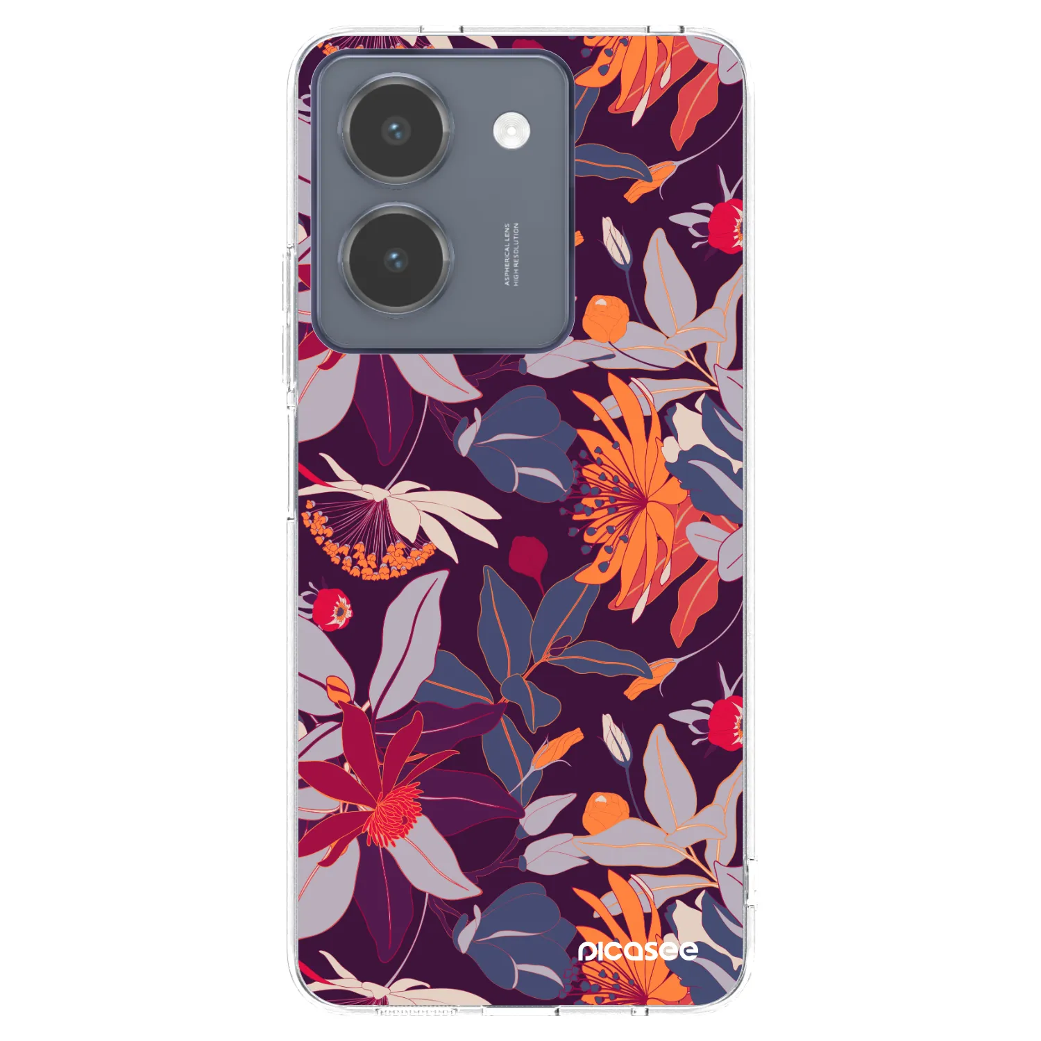 Picasee διαφανής θήκη σιλικόνης Vivo Y36 4G - Purple Leaf