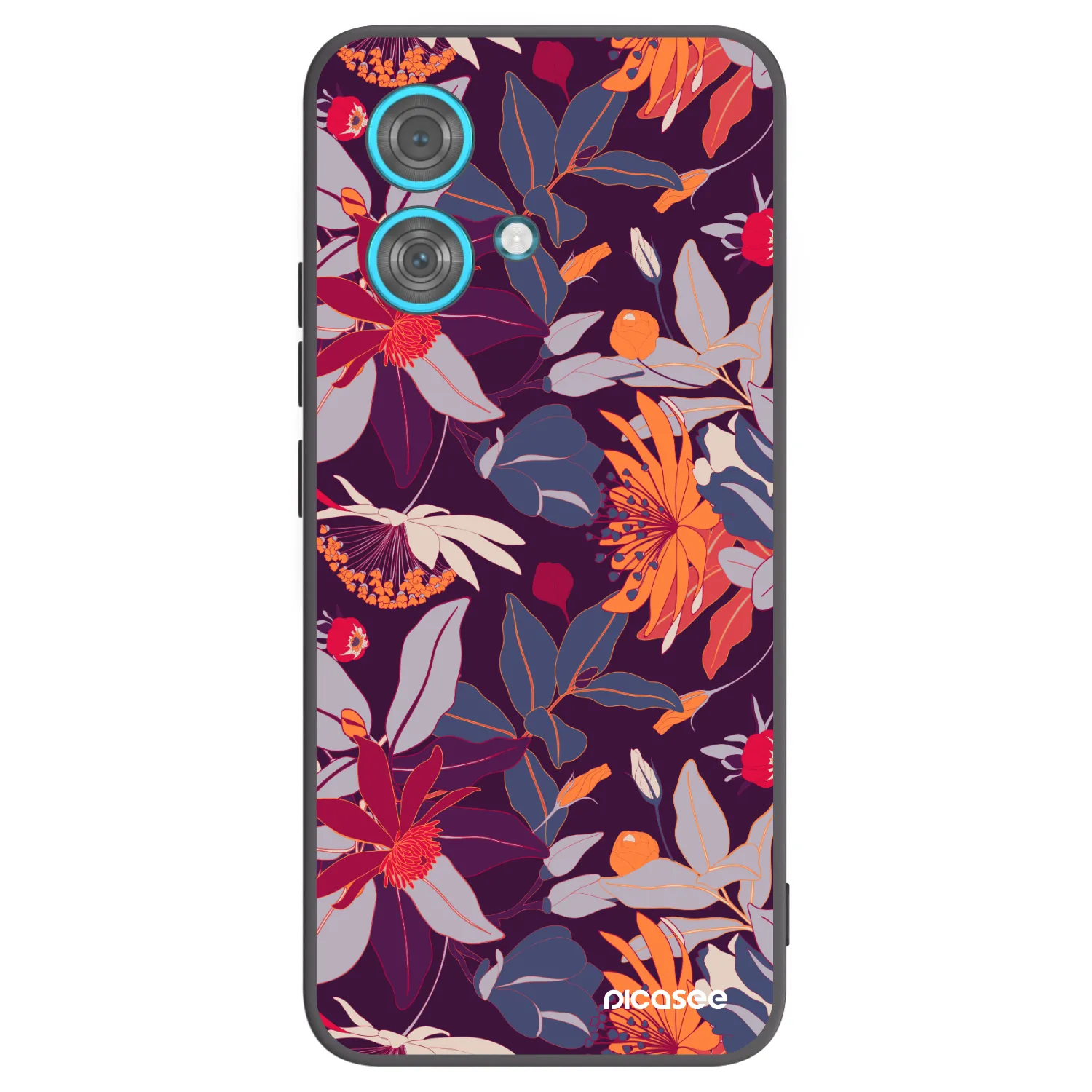 Picasee Μαύρη θήκη σιλικόνης για Motorola Edge 40 Neo - Purple Leaf