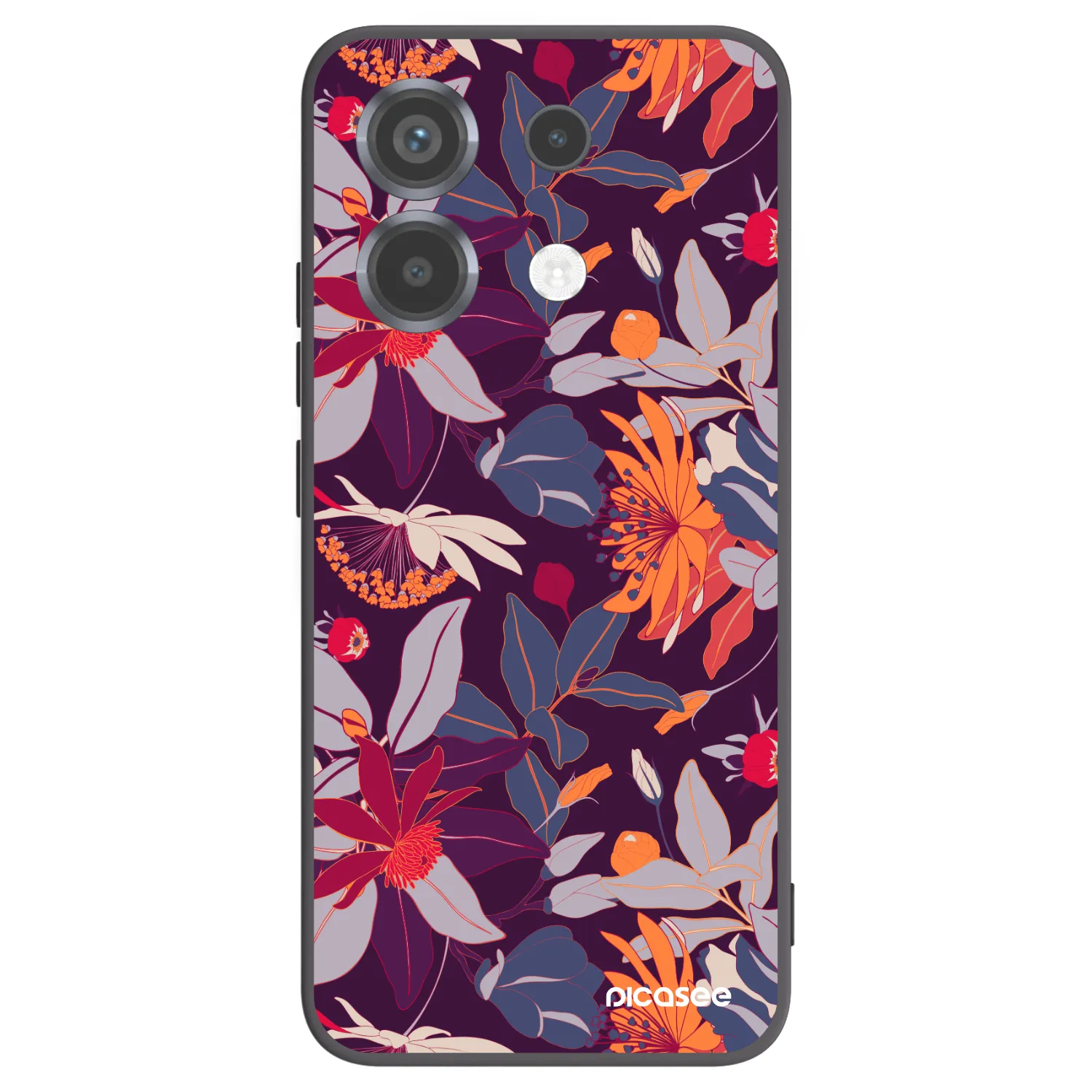 Picasee Μαύρη θήκη σιλικόνης για Xiaomi Poco X6 - Purple Leaf