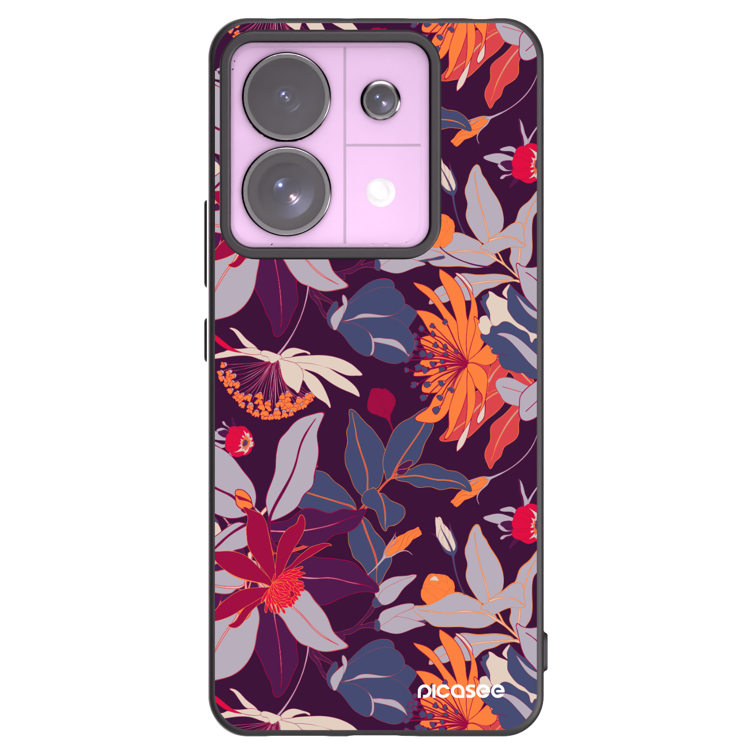 Picasee Μαύρη θήκη σιλικόνης για Xiaomi Redmi Note 13 Pro 5G - Purple Leaf