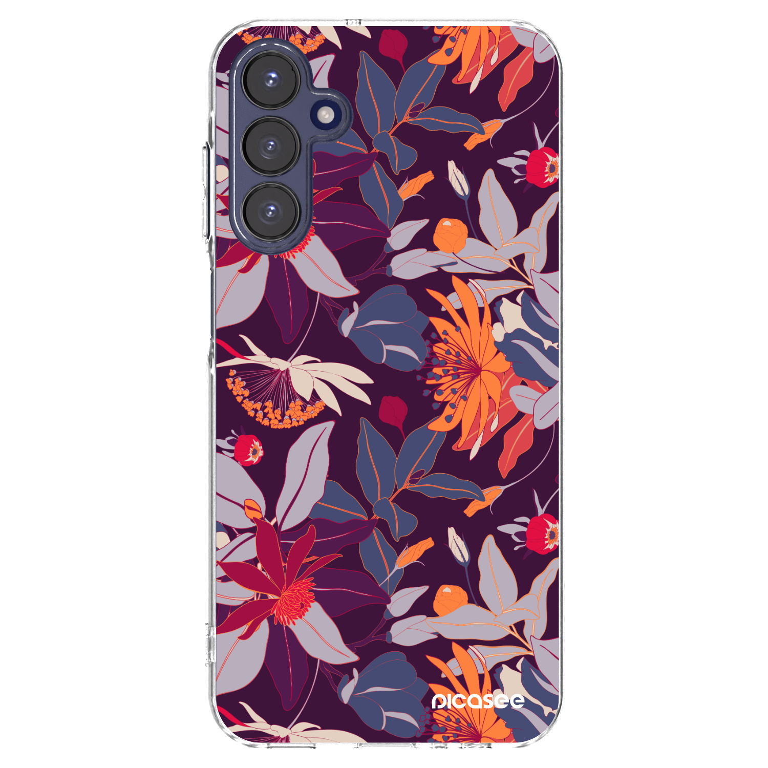 Picasee διαφανής θήκη σιλικόνης Samsung Galaxy A15 A155F 4G - Purple Leaf