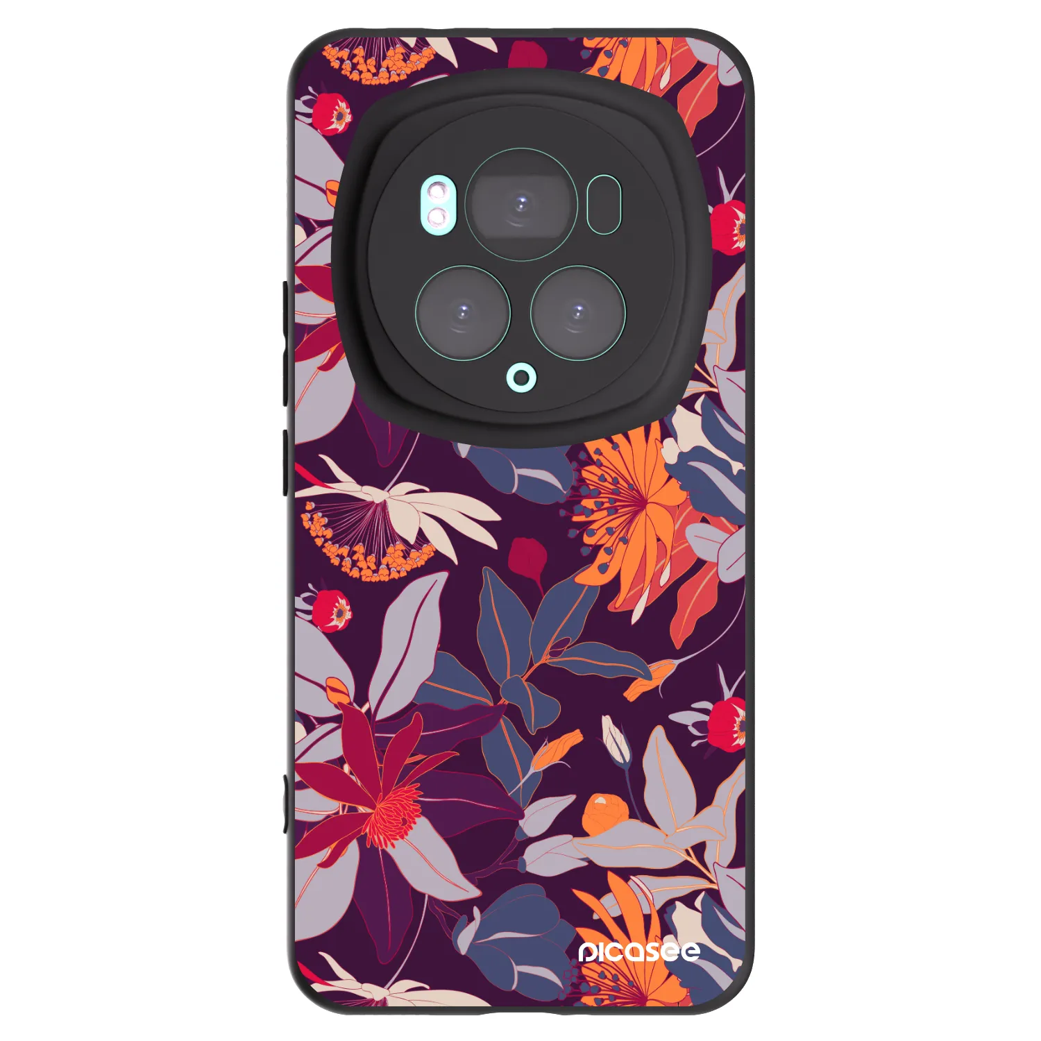 Picasee Μαύρη θήκη σιλικόνης για Honor Magic6 Pro - Purple Leaf