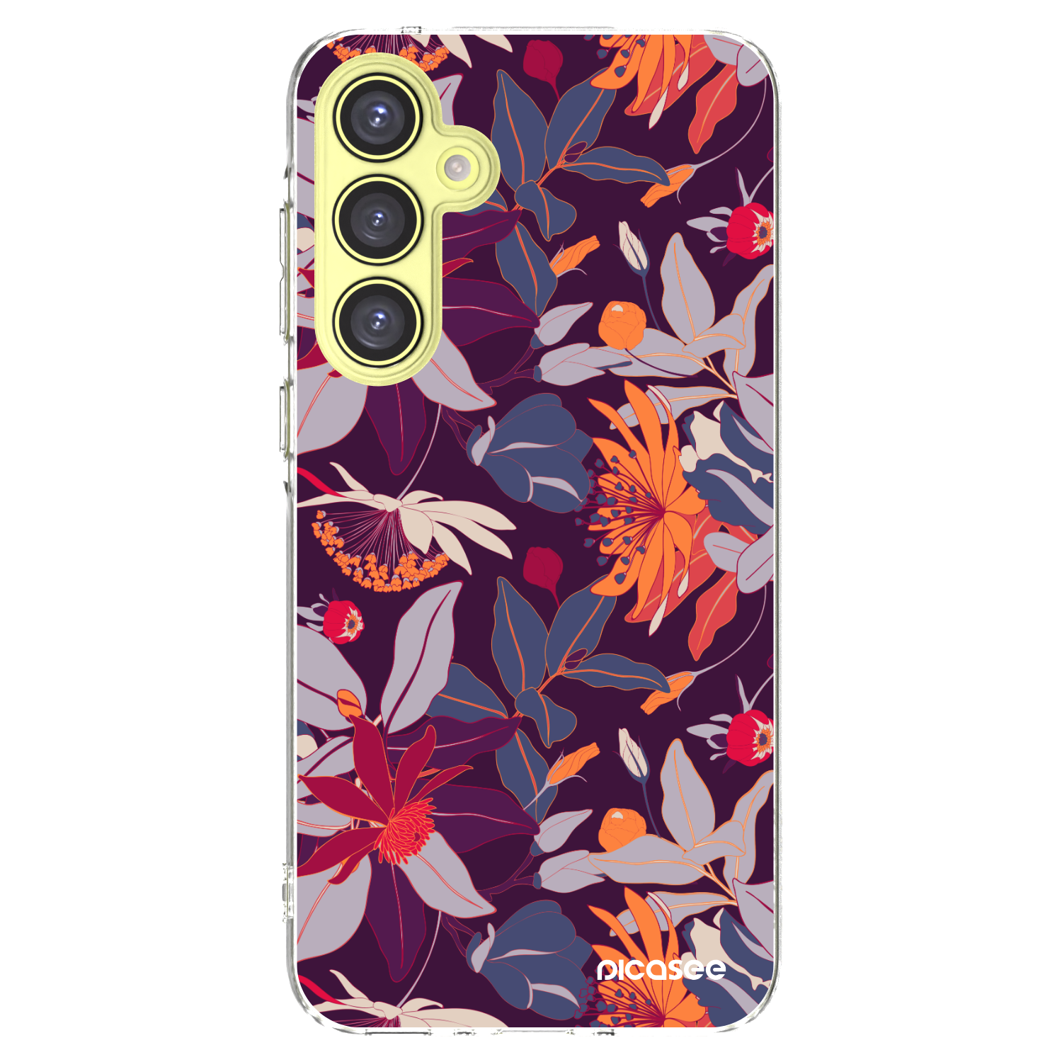 Picasee διαφανής θήκη σιλικόνης Samsung Galaxy A35 5G A356B - Purple Leaf