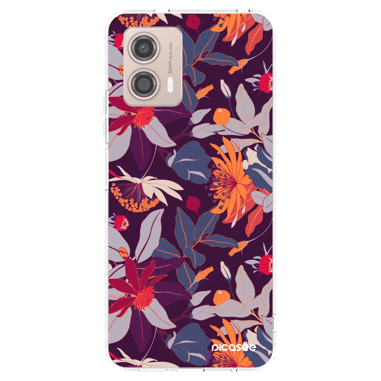 Picasee διαφανής θήκη σιλικόνης Motorola Moto G53 5G - Purple Leaf