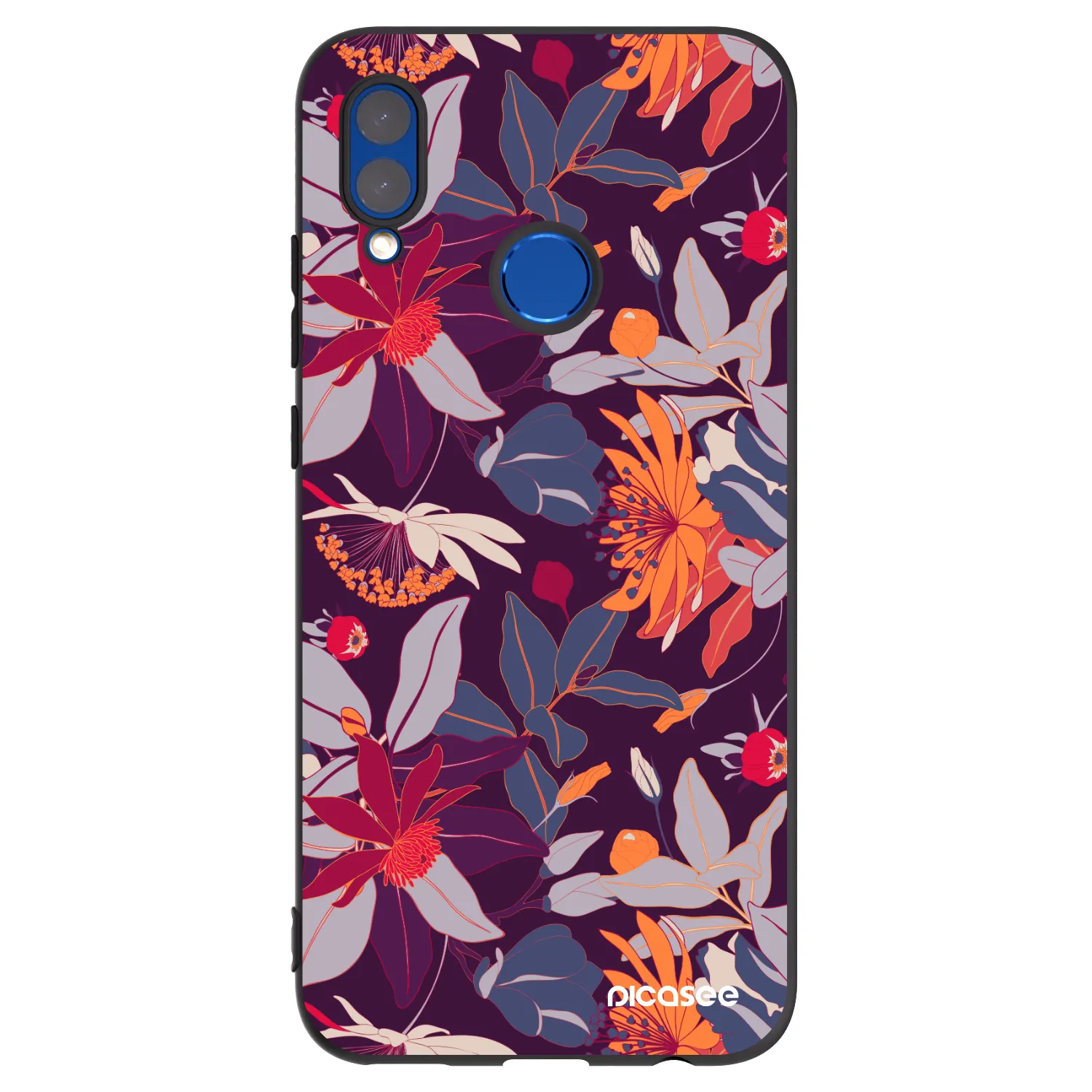 Picasee Μαύρη θήκη σιλικόνης για Honor 10 Lite - Purple Leaf