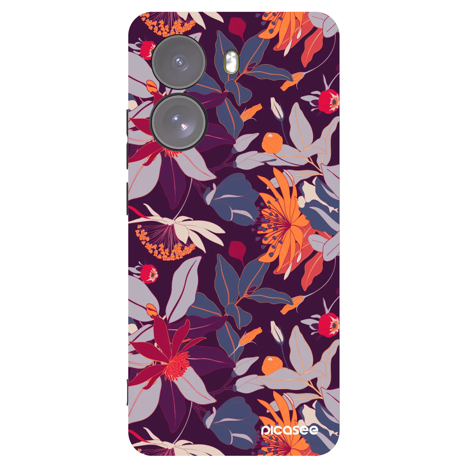 Picasee Μαύρη θήκη σιλικόνης για Xiaomi Poco X7 - Purple Leaf