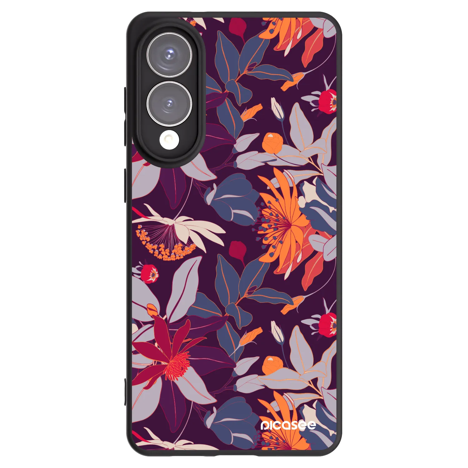 Picasee Μαύρη θήκη σιλικόνης για Samsung Galaxy S25 Edge 5G - Purple Leaf