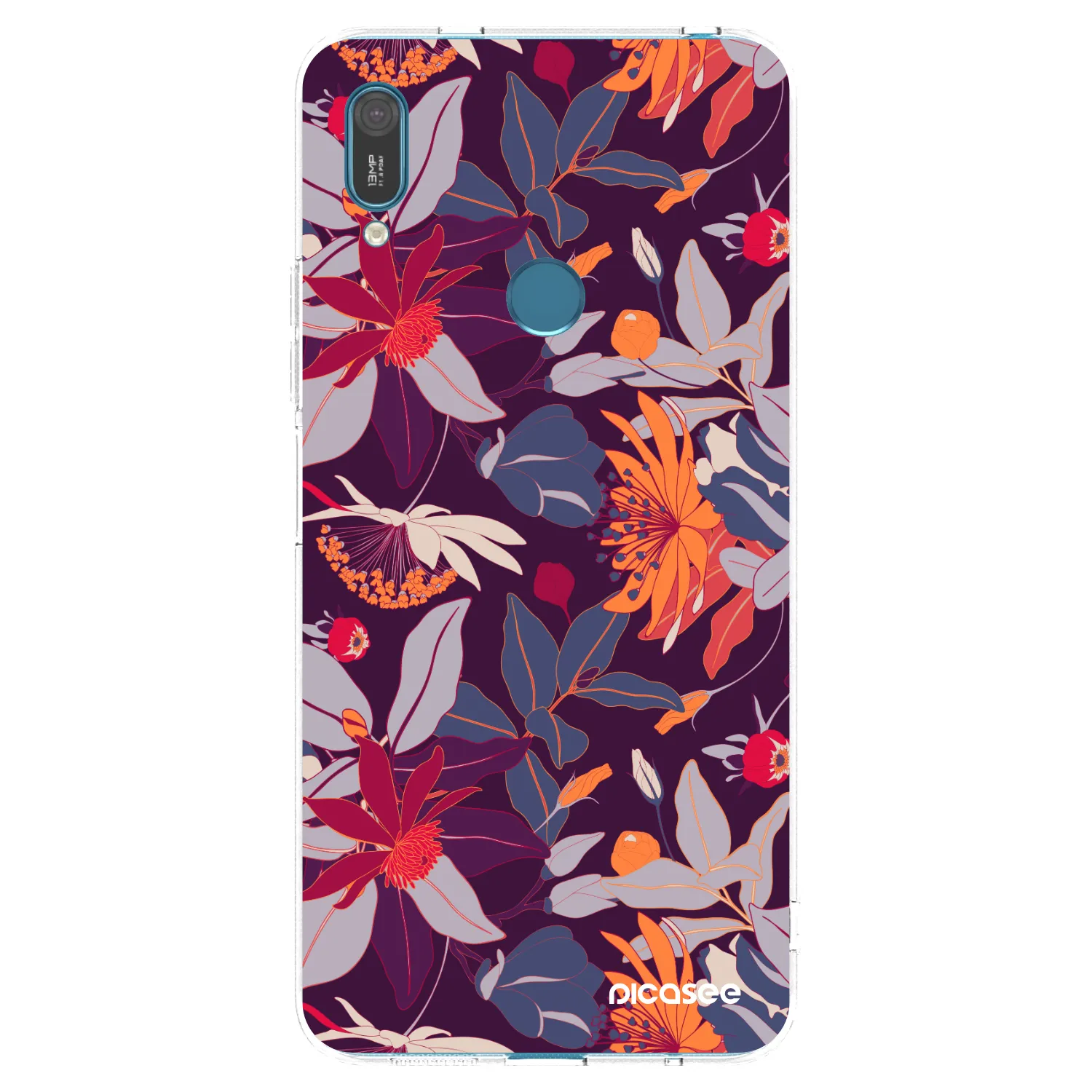 Picasee διαφανής θήκη σιλικόνης Huawei Y7 2019 - Purple Leaf