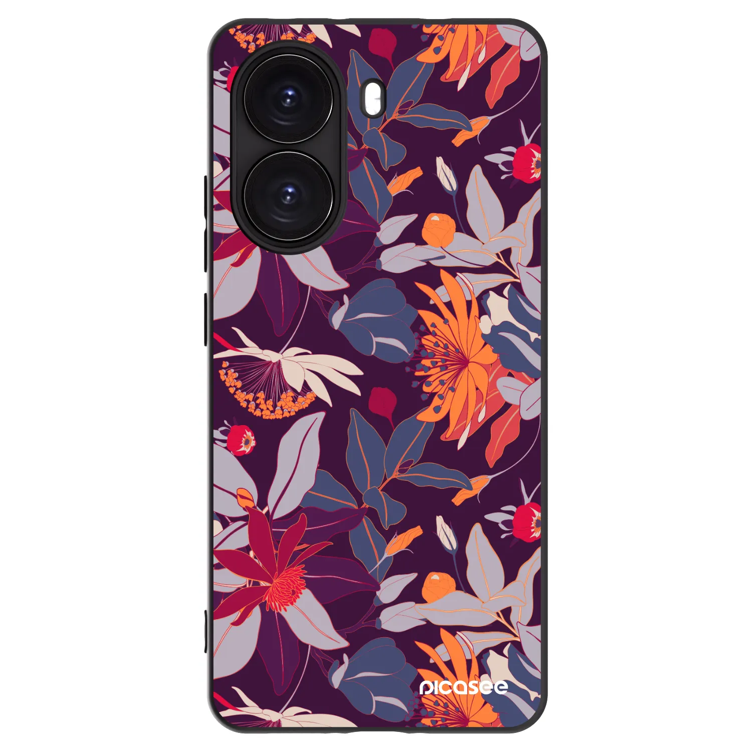 Picasee Μαύρη θήκη σιλικόνης για Xiaomi Poco X7 Pro 5G - Purple Leaf