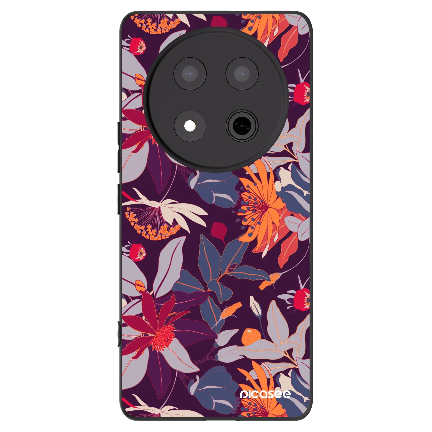 Picasee Μαύρη θήκη σιλικόνης για Honor Magic7 Lite 5G - Purple Leaf