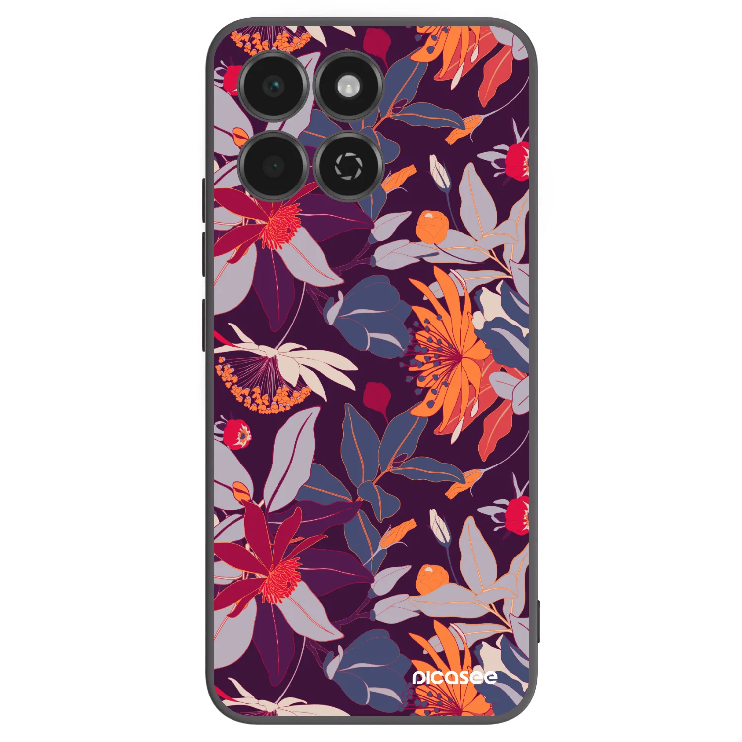 Picasee Μαύρη θήκη σιλικόνης για Honor 200 Smart 5G - Purple Leaf
