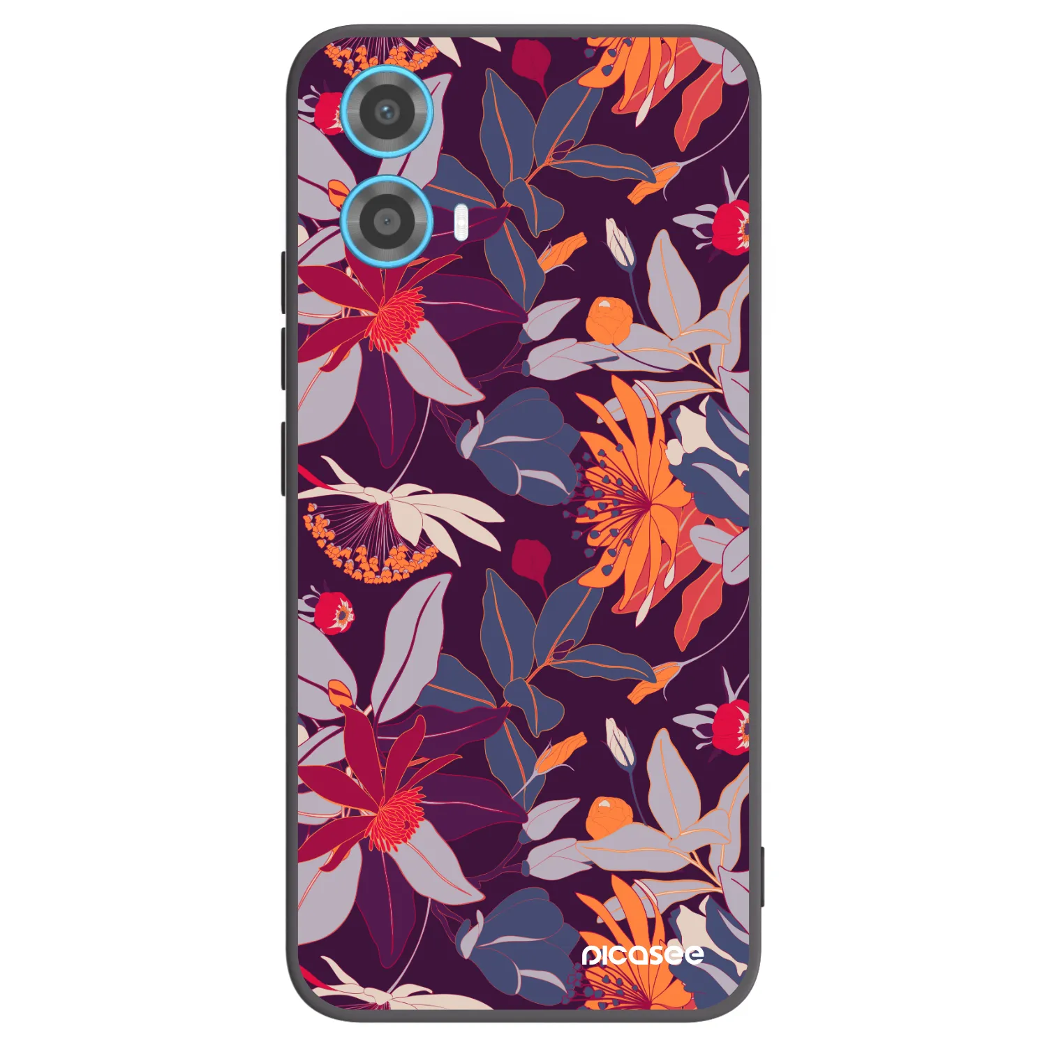 Picasee Μαύρη θήκη σιλικόνης για Motorola Moto G34 5G - Purple Leaf