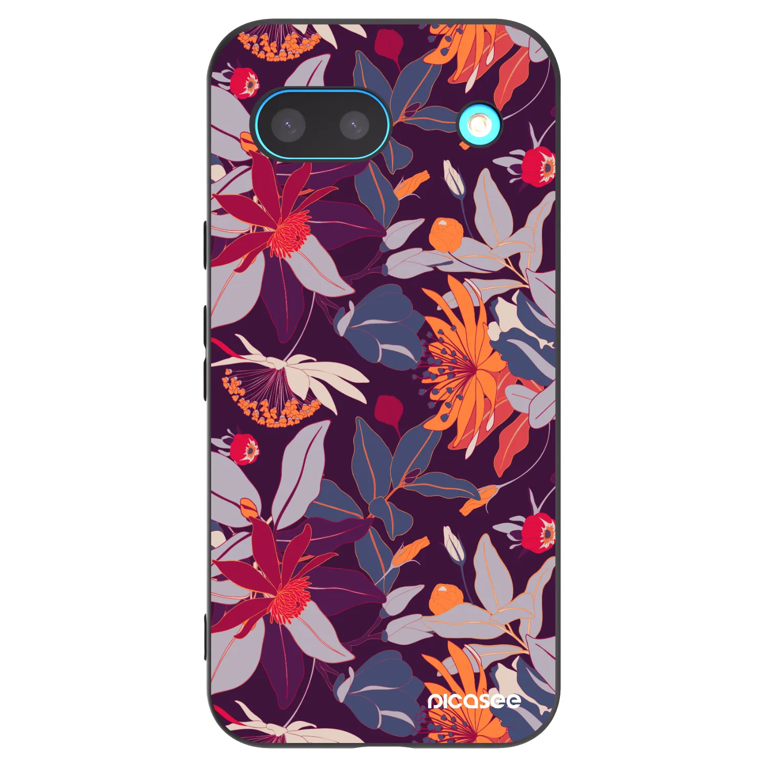 Picasee Μαύρη θήκη σιλικόνης για Google Pixel 8a - Purple Leaf