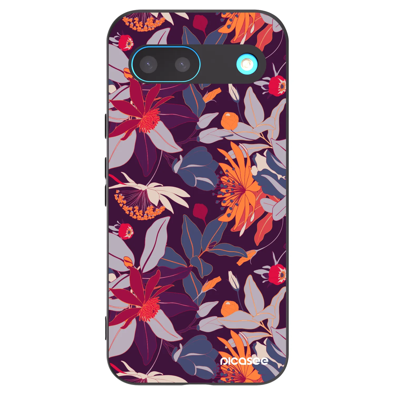 Picasee Μαύρη θήκη σιλικόνης για Google Pixel 8 - Purple Leaf