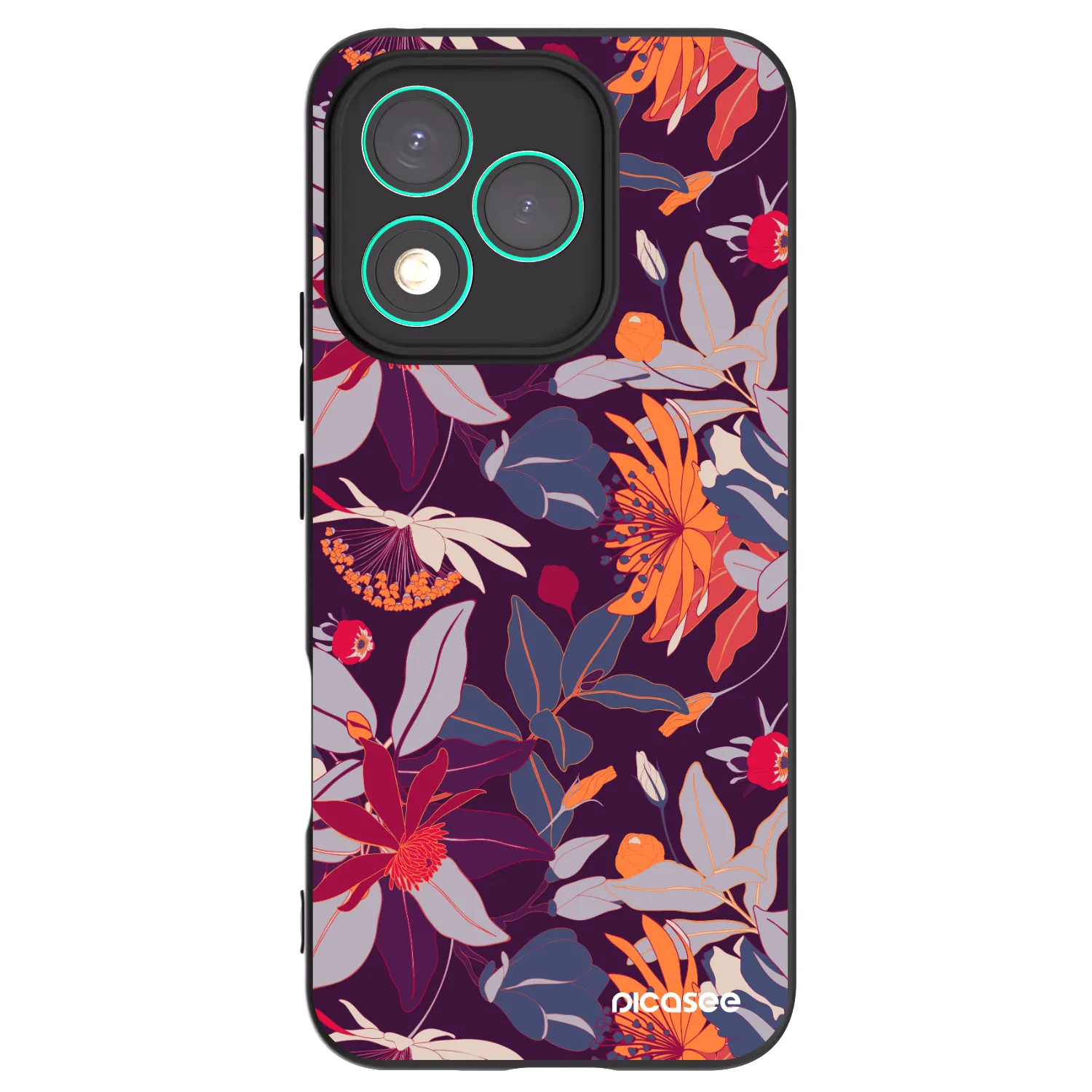 Picasee Μαύρη θήκη σιλικόνης για Honor 400 Lite 5G - Purple Leaf