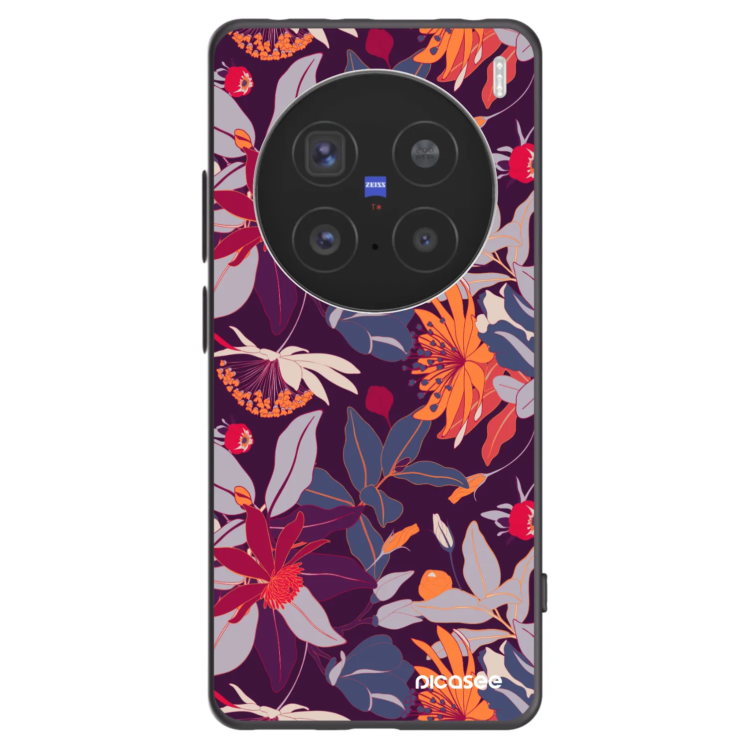 Picasee Μαύρη θήκη σιλικόνης για Vivo X200 Pro - Purple Leaf
