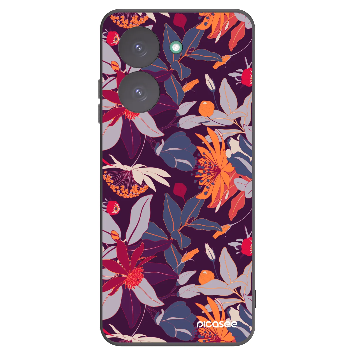 Picasee Μαύρη θήκη σιλικόνης για Xiaomi Redmi A5 - Purple Leaf