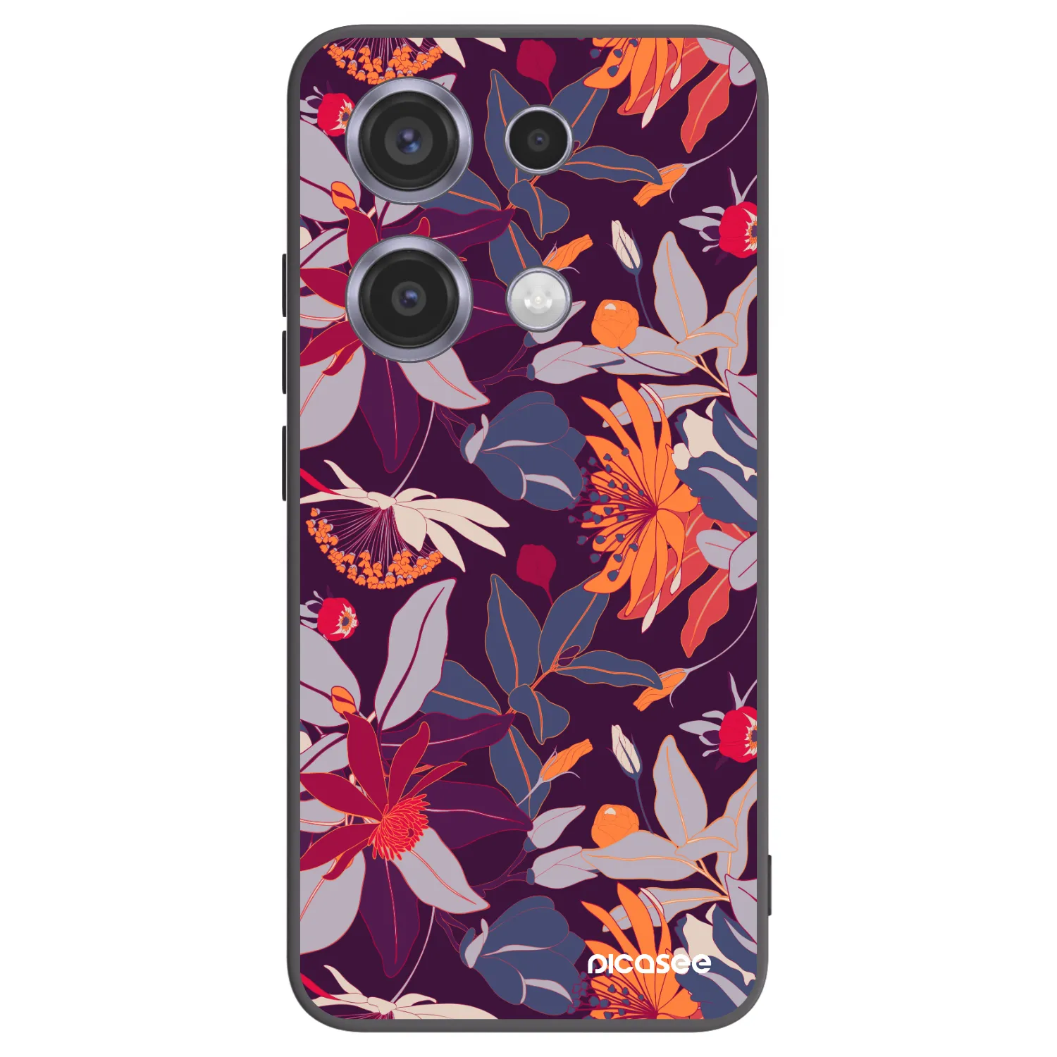 Picasee Μαύρη θήκη σιλικόνης για Xiaomi Redmi Note 14S - Purple Leaf