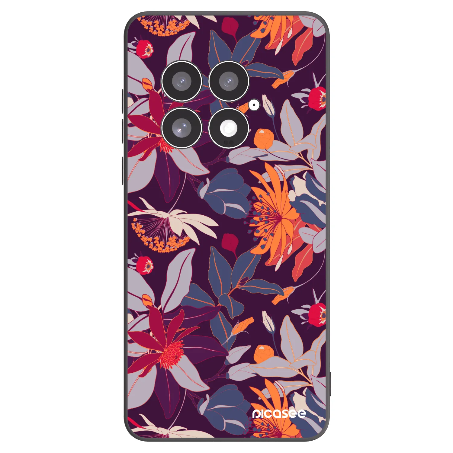 Picasee Μαύρη θήκη σιλικόνης για OnePlus 13 5G - Purple Leaf