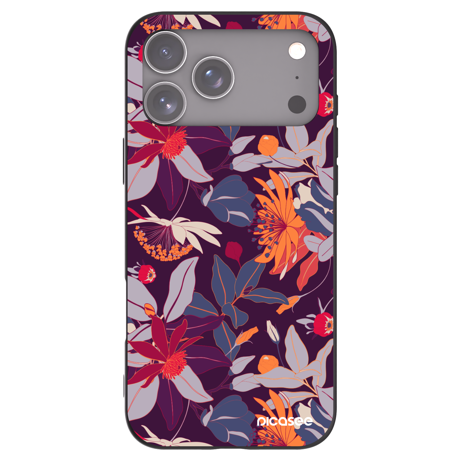 Picasee Μαύρη θήκη σιλικόνης για Apple iPhone 17 Pro Max - Purple Leaf