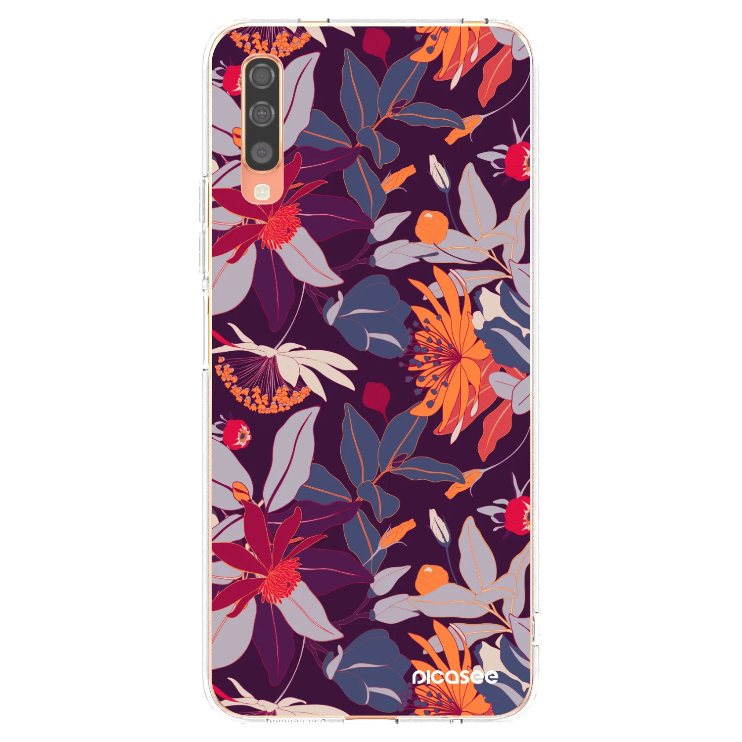 Picasee διαφανής θήκη σιλικόνης Samsung Galaxy A70 A705F - Purple Leaf