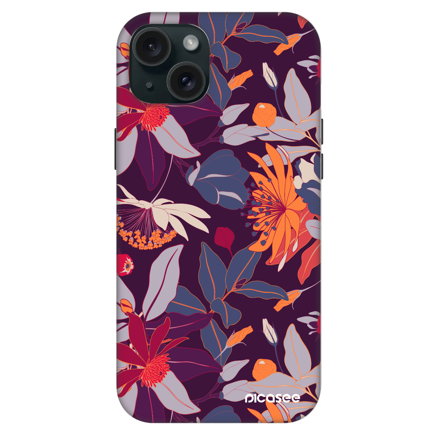Picasee Fashion Case MagSafe για Apple iPhone 15 Plus - Purple Leaf