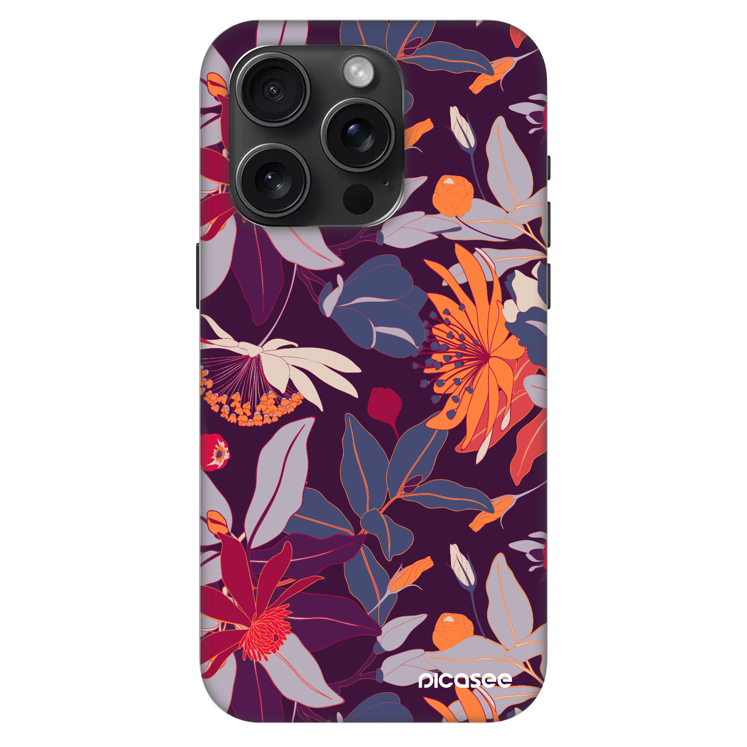 Picasee Fashion Case MagSafe για Apple iPhone 15 Pro - Purple Leaf