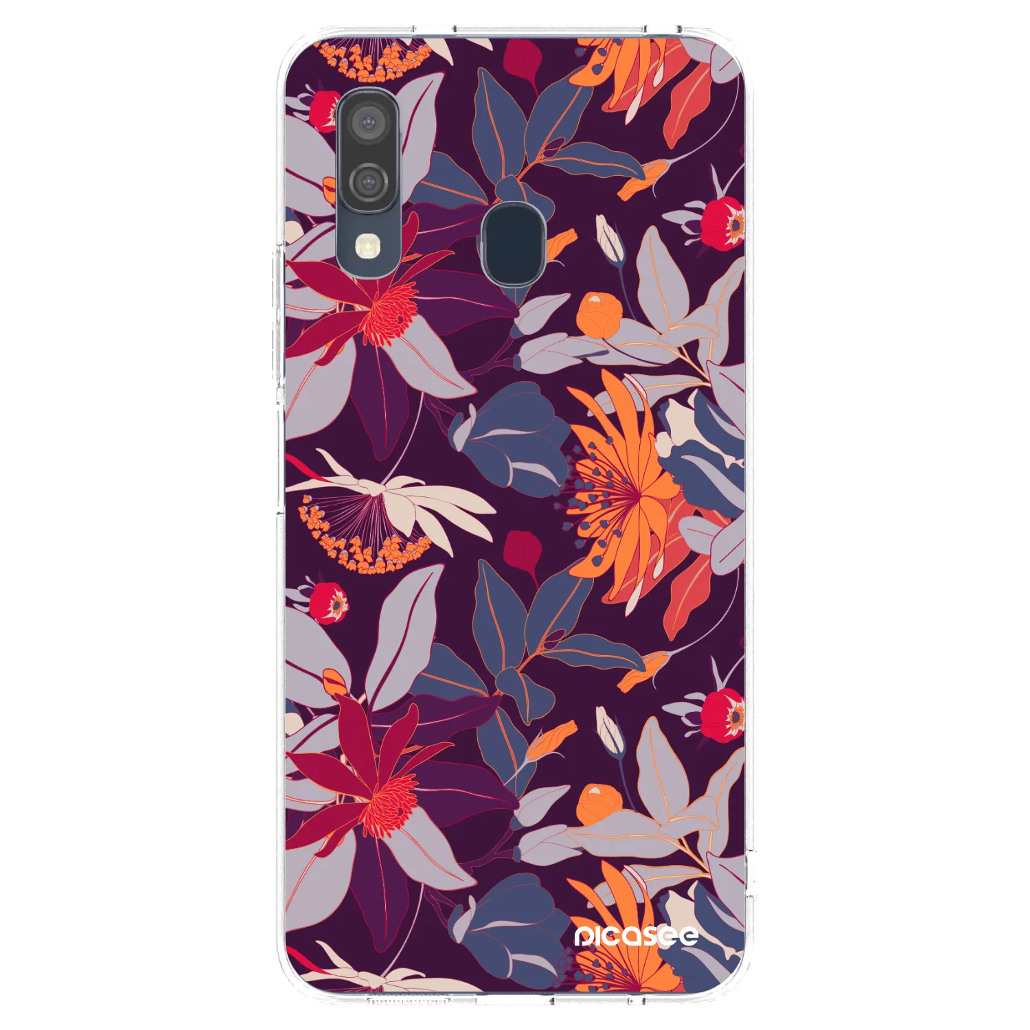 Picasee διαφανής θήκη σιλικόνης Samsung Galaxy A40 A405F - Purple Leaf