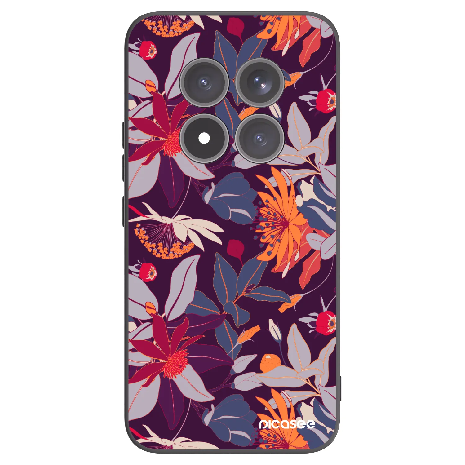 Picasee Μαύρη θήκη σιλικόνης για Xiaomi Redmi Note 15 Pro+ - Purple Leaf