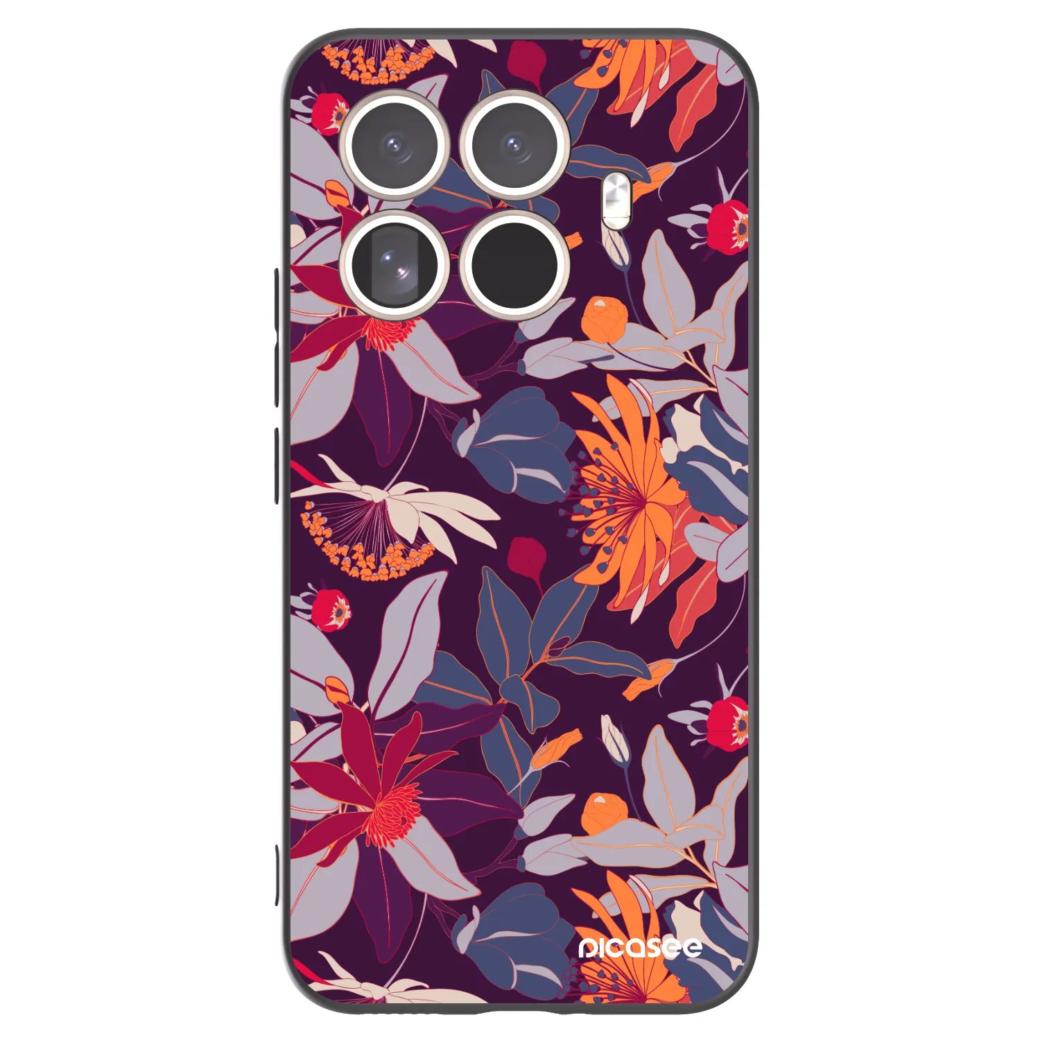 Picasee Μαύρη θήκη σιλικόνης για Xiaomi 15T Pro - Purple Leaf