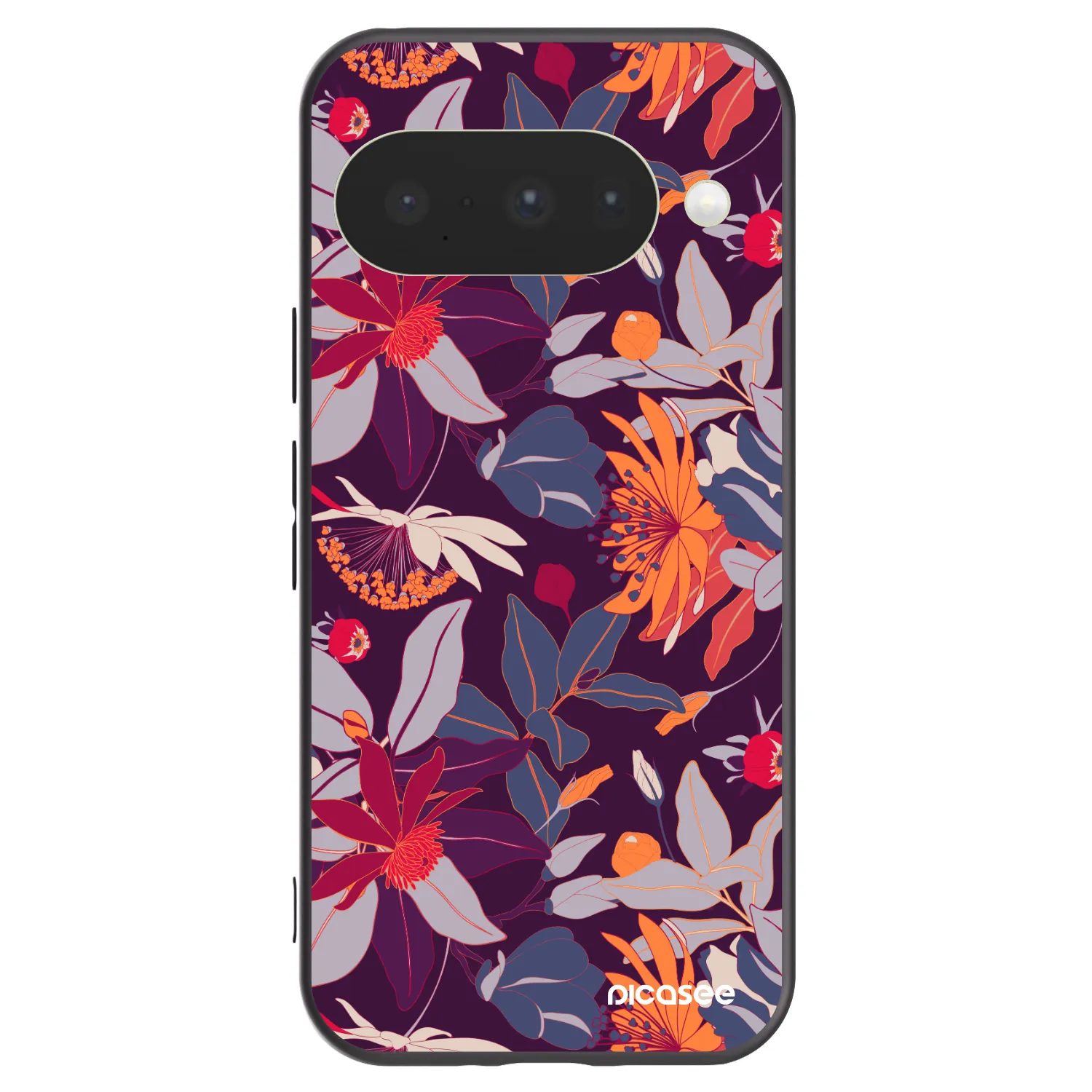 Picasee Μαύρη θήκη σιλικόνης για Google Pixel 10 - Purple Leaf