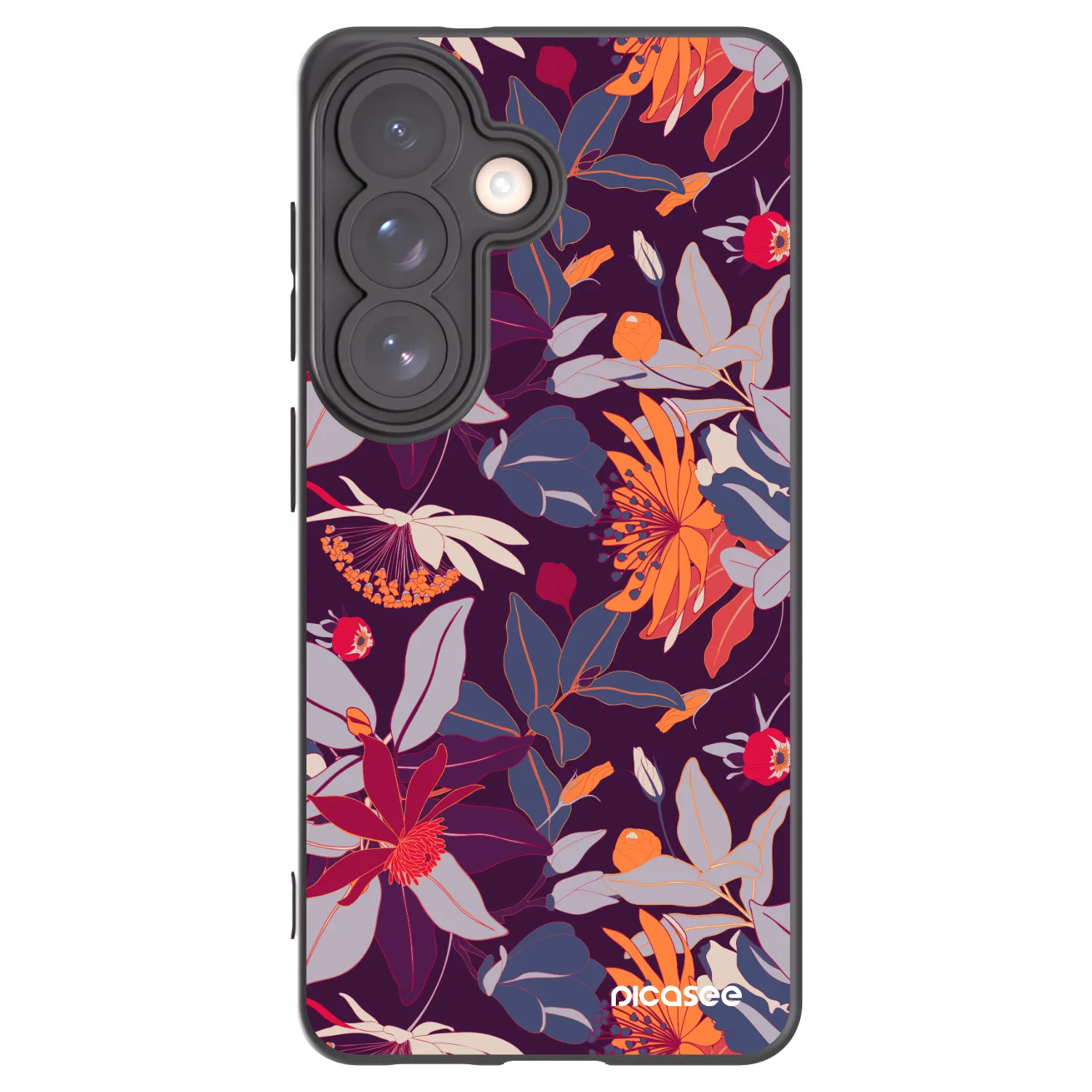 Picasee Μαύρη θήκη σιλικόνης για Samsung Galaxy S26 - Purple Leaf