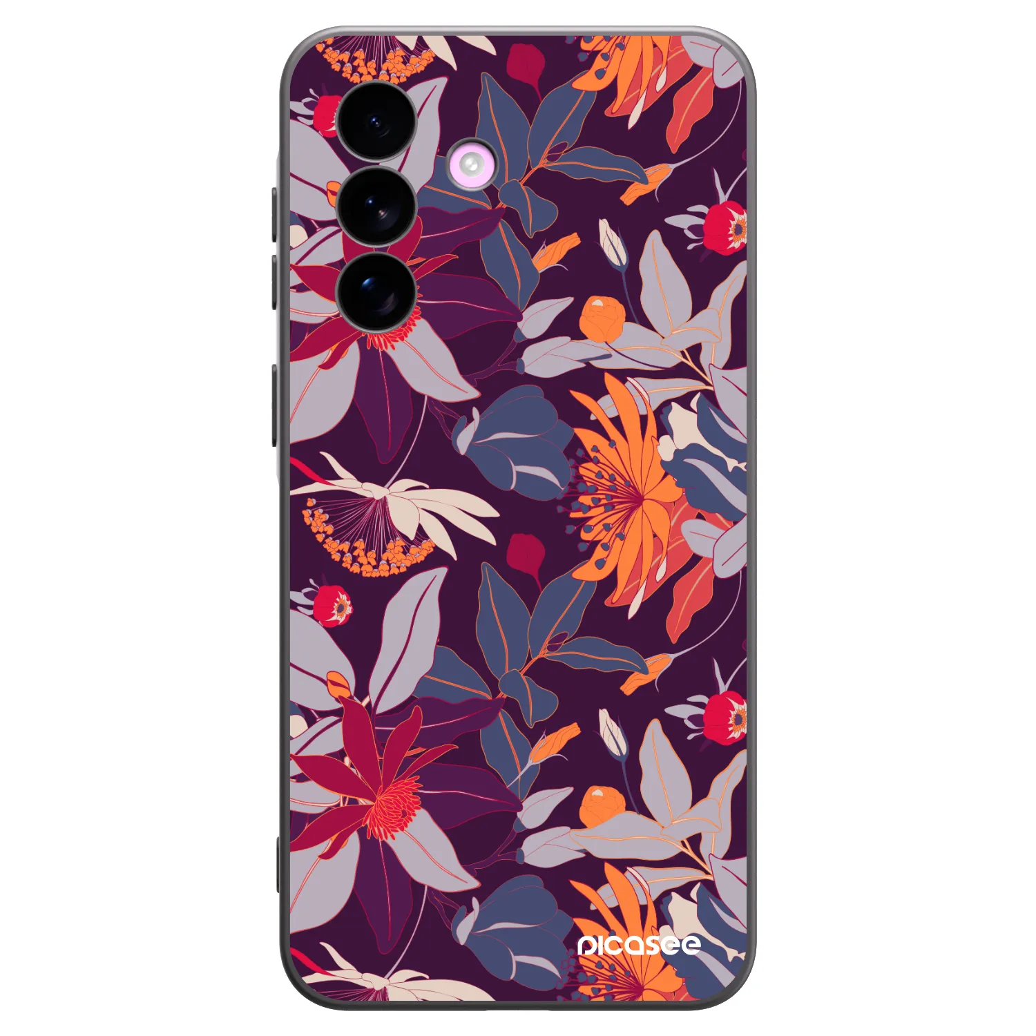 Picasee Μαύρη θήκη σιλικόνης για Samsung Galaxy A57 5G - Purple Leaf