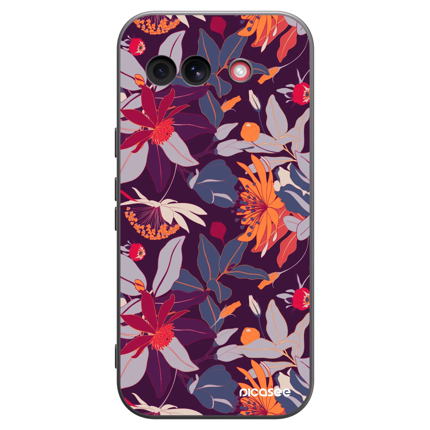 Picasee Μαύρη θήκη σιλικόνης για Google Pixel 10a - Purple Leaf