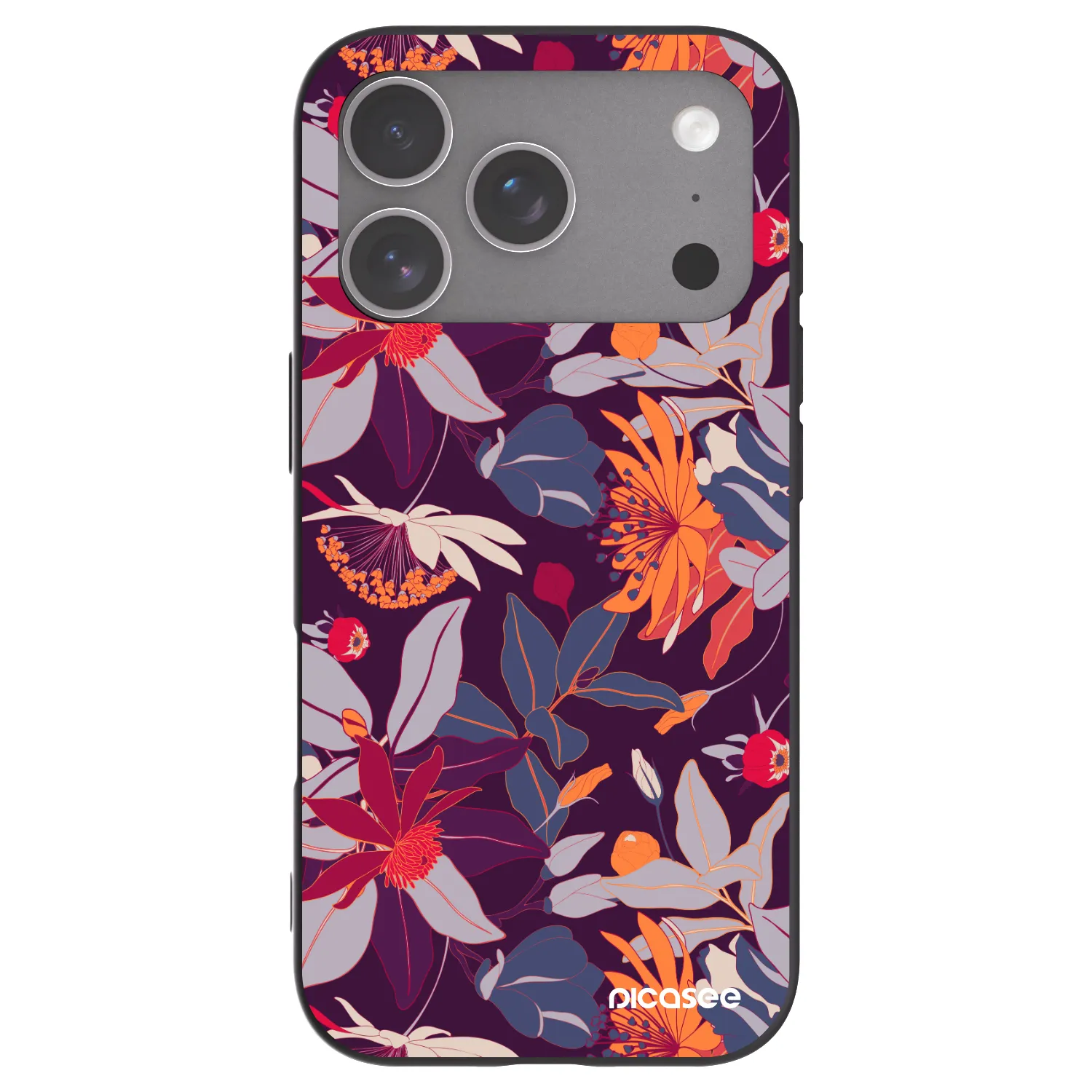 Picasee Μαύρη θήκη σιλικόνης για Apple iPhone 18 Pro - Purple Leaf